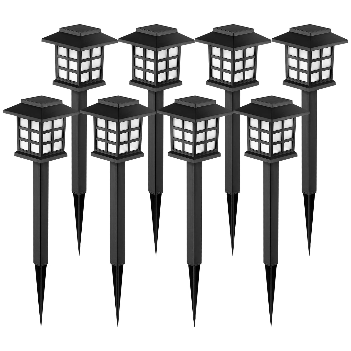 GIGALUMI Solar Outdoor Lights，8 Pack LED Solar Lights Outdoor Waterproof, Solar Walkway Lights Maintain 10 Hours of Lighting for Your Garden, Landscape, Path, Yard, Patio, Driveway