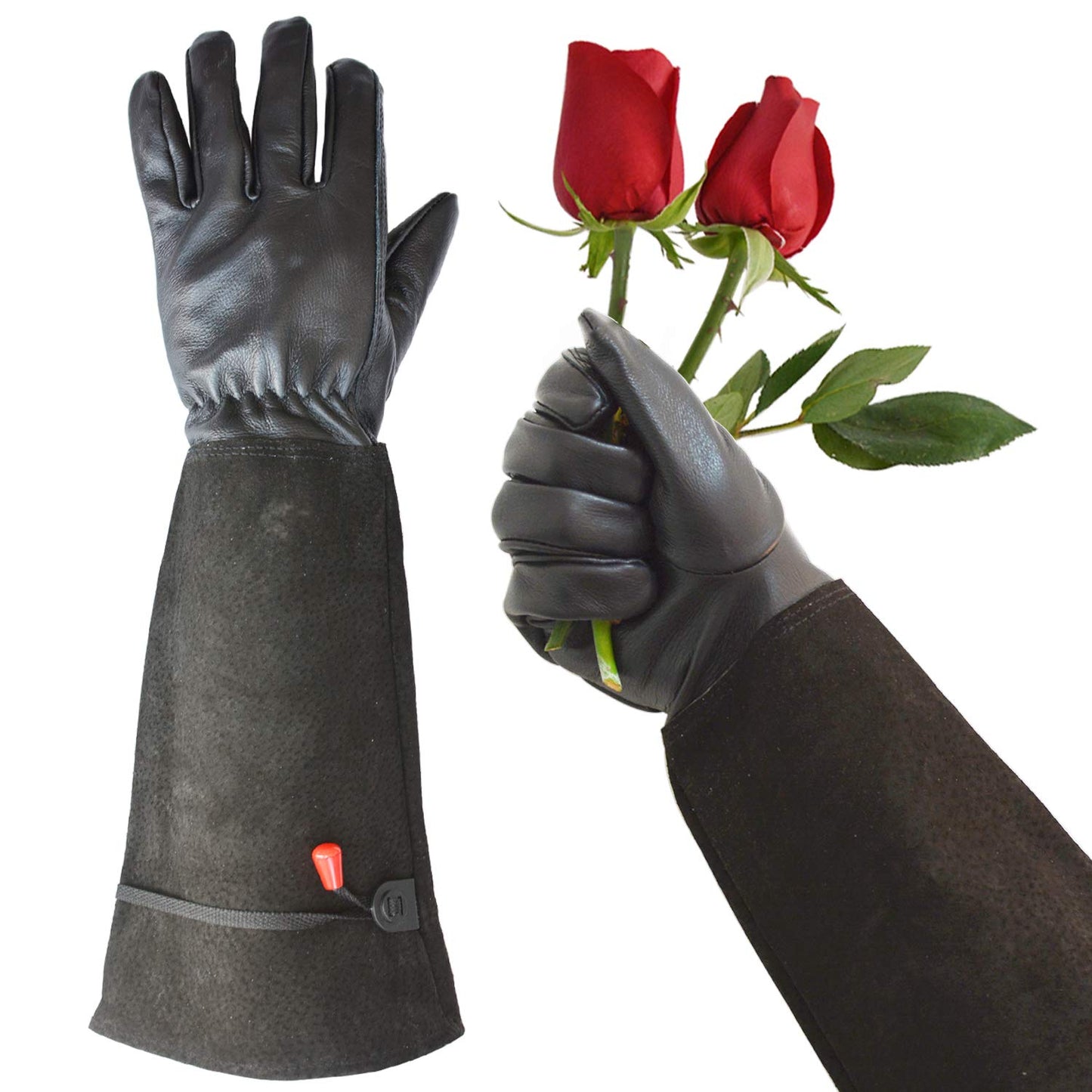 GLOSAV Gardening Gloves, Professional Puncture Proof Gloves for Rose Pruning & Cactus Trimming, Long Leather Garden Gloves Gifts for Women & Men- Full Grain Pigskin (Thorn Proof) (Large, Black)