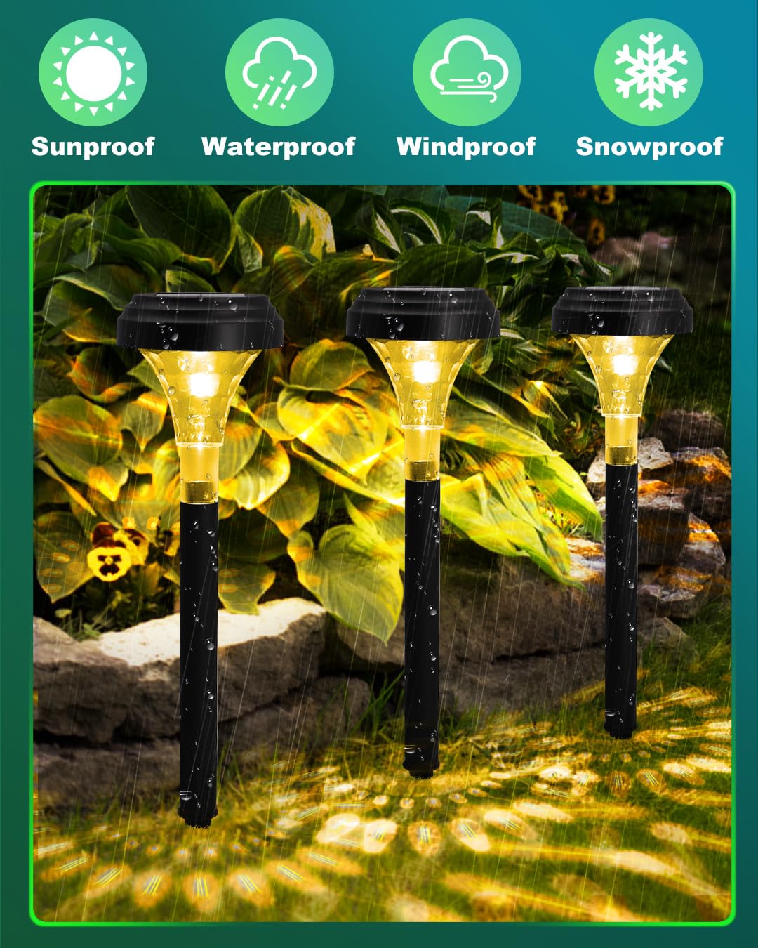 fomaia Solar Pathway Lights 12 Pack, Outdoor Solar Garden Yard Light RGB Color Changing+Warm White IP67 Waterproof, Solar Powered Garden Lights for Walkway Yard Backyard Lawn Landscape
