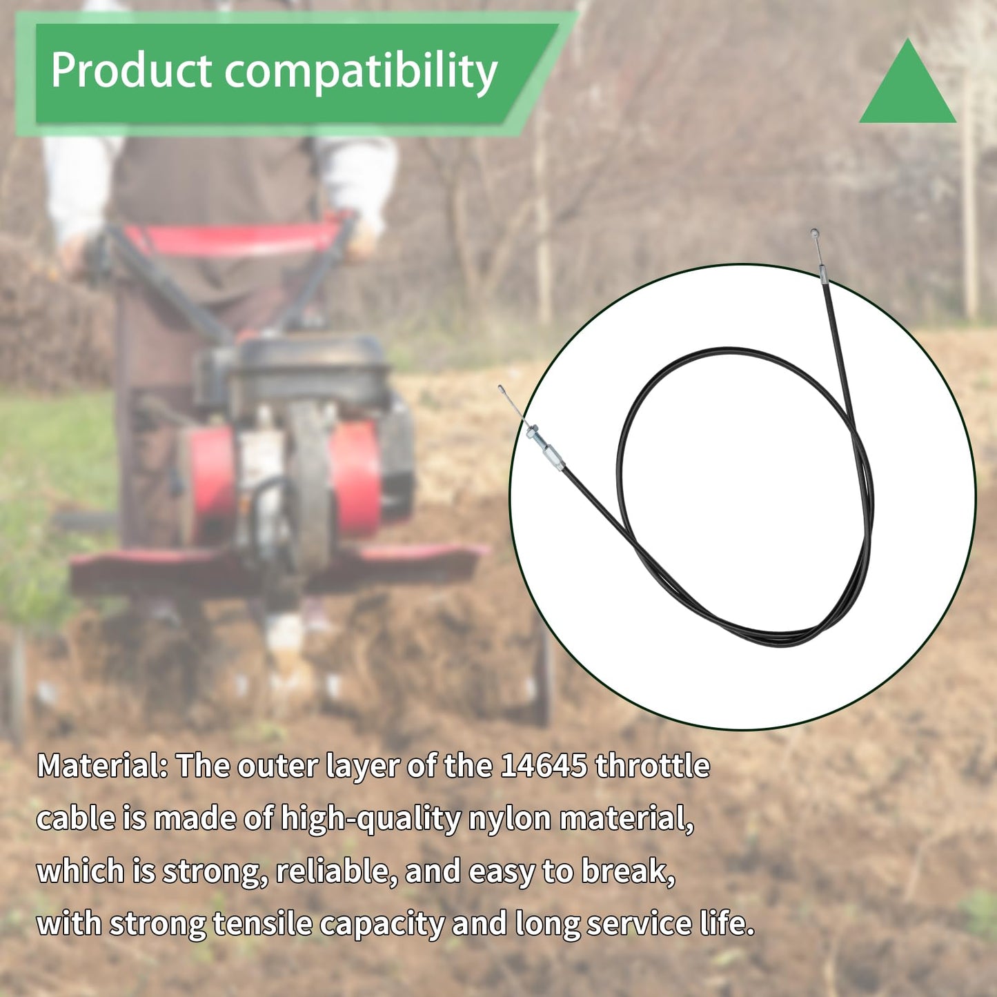 DONFON 14645 Throttle Cable, Earthquake Tiller Parts Seismic Throttle Cable for MC43 Cultivators Replaces 4667(Including Trimmers and Weeders), Replacement for Ardisam OEM, Replaceable Throttle Cable