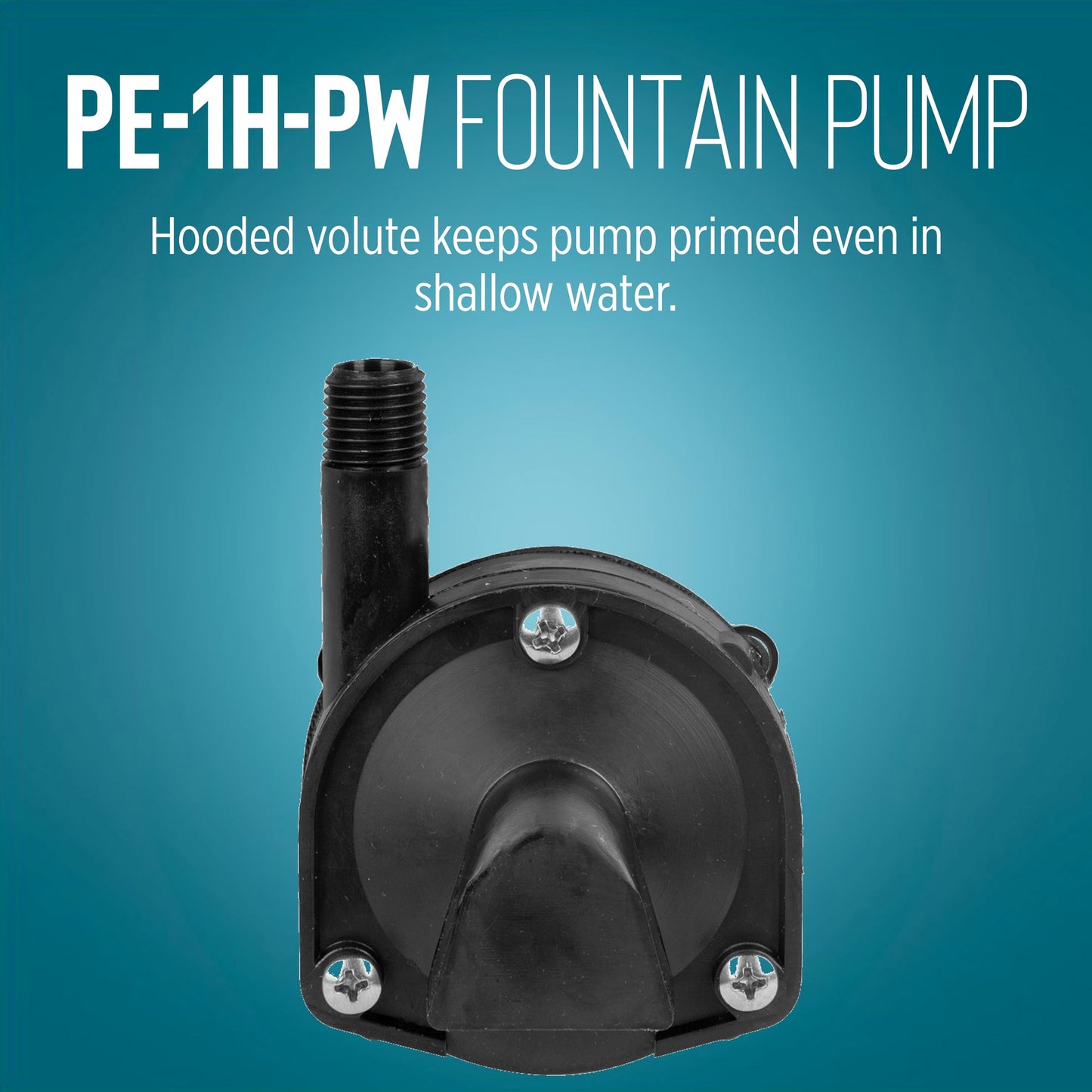 Little Giant PE-1H-PW 115 Volt, 1/125 HP, 186 GPH Epoxy Encapsulated Small Submersible Pump for Fountains and Shallow Water Applications, Hooded Volute and Flow Control Valve, 6-Ft Cord, Black, 566604