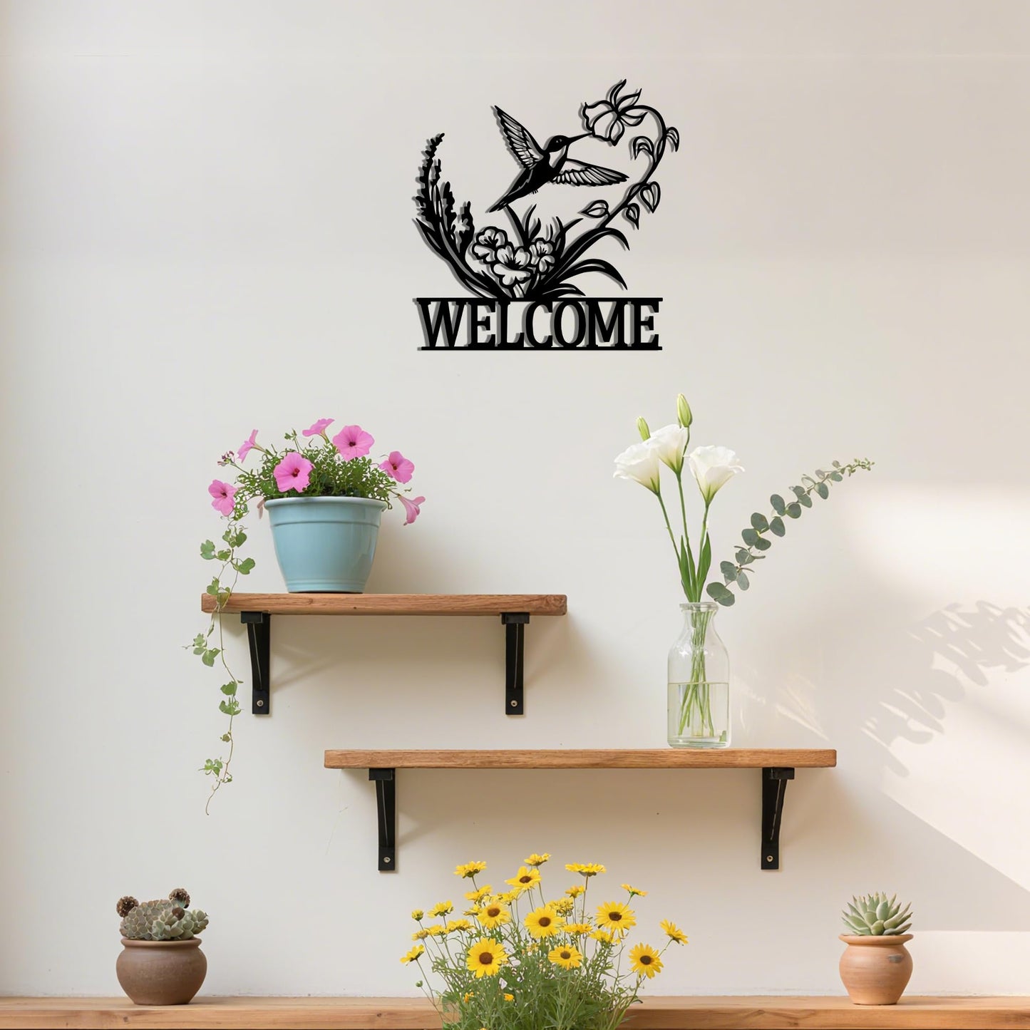 Slickss Elegant Bird Metal Wall Art Welcome Sign - Charming Kitchen Wall Decor & Outdoor Decor, good Gift for Garden, Housewarming, Christmas, Wedding