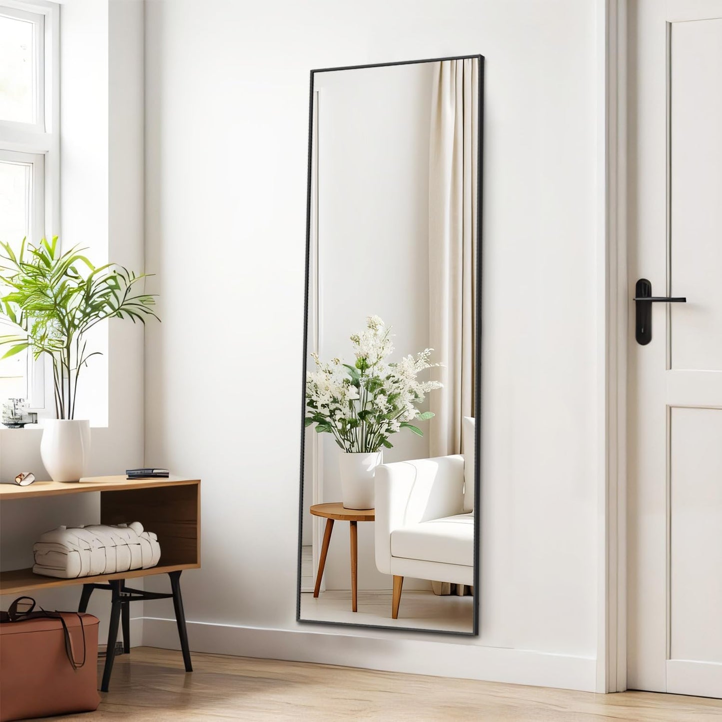Aidoly Mirror Full Length, Upgraded 16"x59" Body Wall Mirrors with Shatter-Proof Glass, Floor Standing, Hanging or Leaning, Tall Mirror with Stand Aluminum Alloy Frame for Bedroom Cloakroom