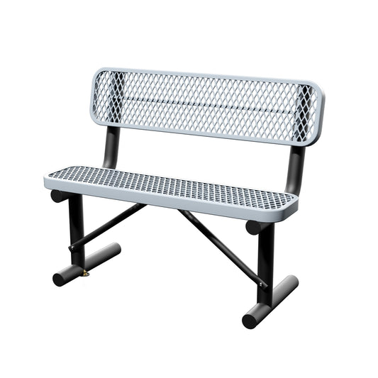 Sunnibety 4 Feet Steel Park Bench for Outside, Outdoor Bench with Backrest & Portable Frame, Commercial Benches for Shopping Malls, Stores, Parks, Patios, Decks, Grey