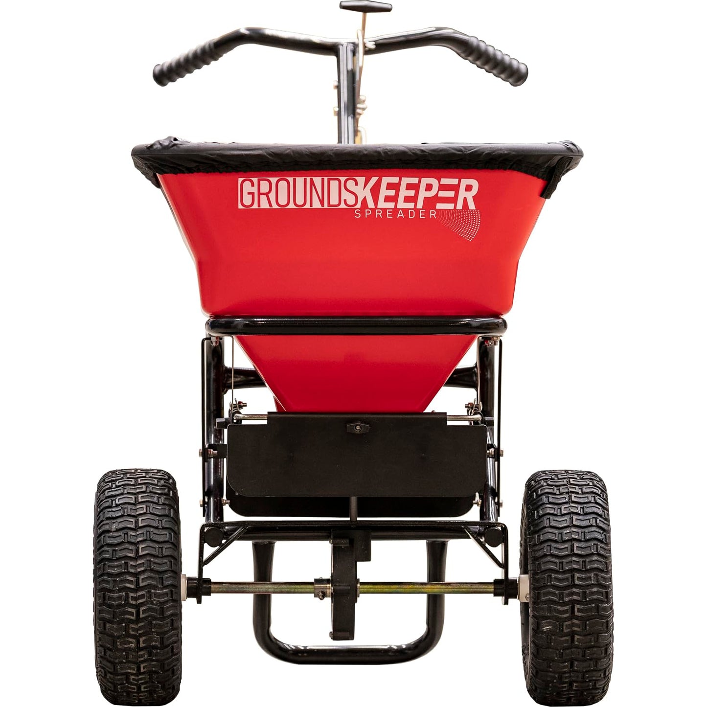 Buyers Products 3039632R Grounds Keeper All Season, Broadcast Walk Behind Push Spreader, 100lb Capacity, For Seed, Fertilizer, Winter Salt & Snow Melt, Included Grate & Cover With Enclosed Gearbox