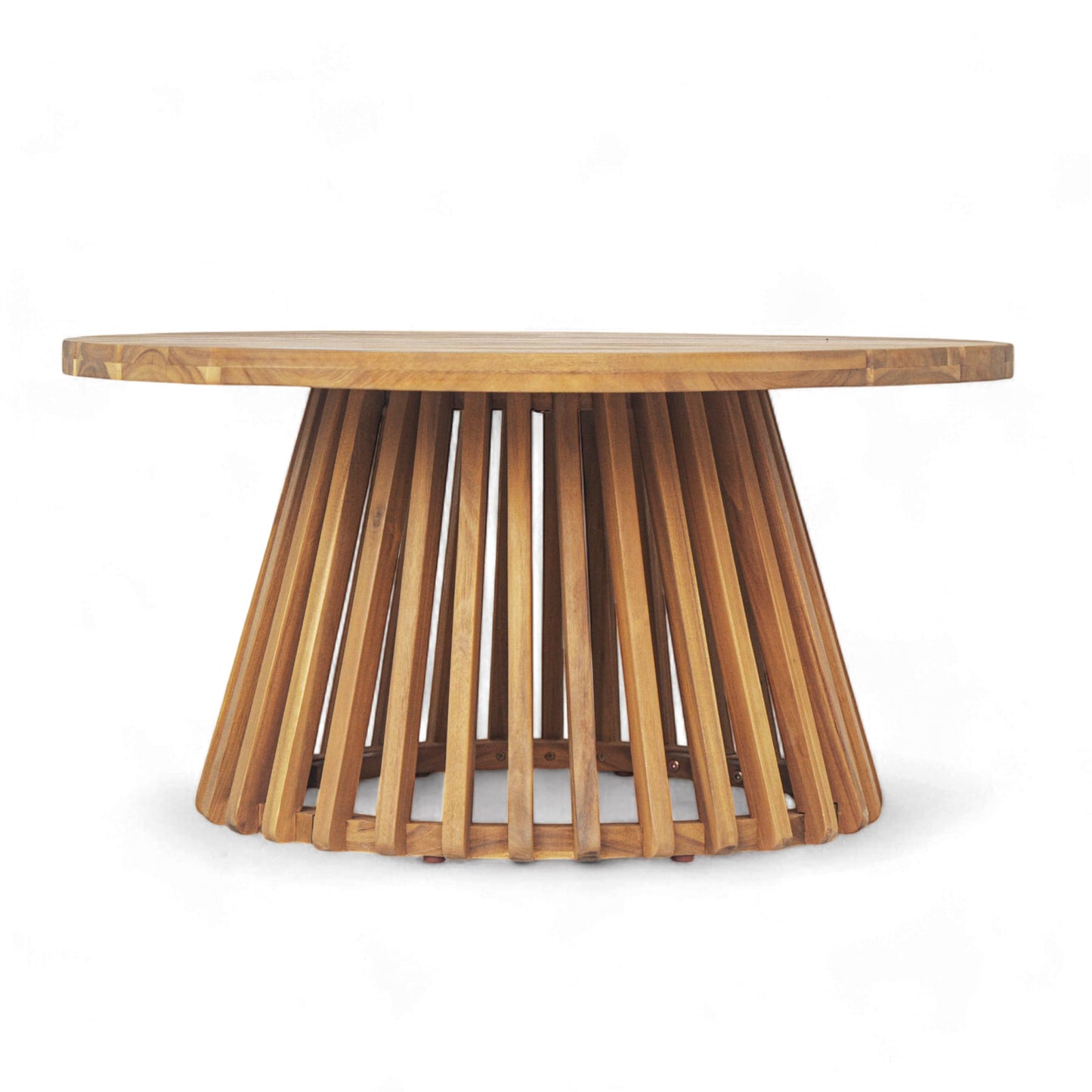 Christopher Knight Home Hakee Acacia Wood Patio Coffee Table, Round Table with Unique Wooden Base for Backyard, Balcony, Stylish Indoor/Outdoor Table, Easy Assembly, 31.5" x 31.5" x 16", Teak