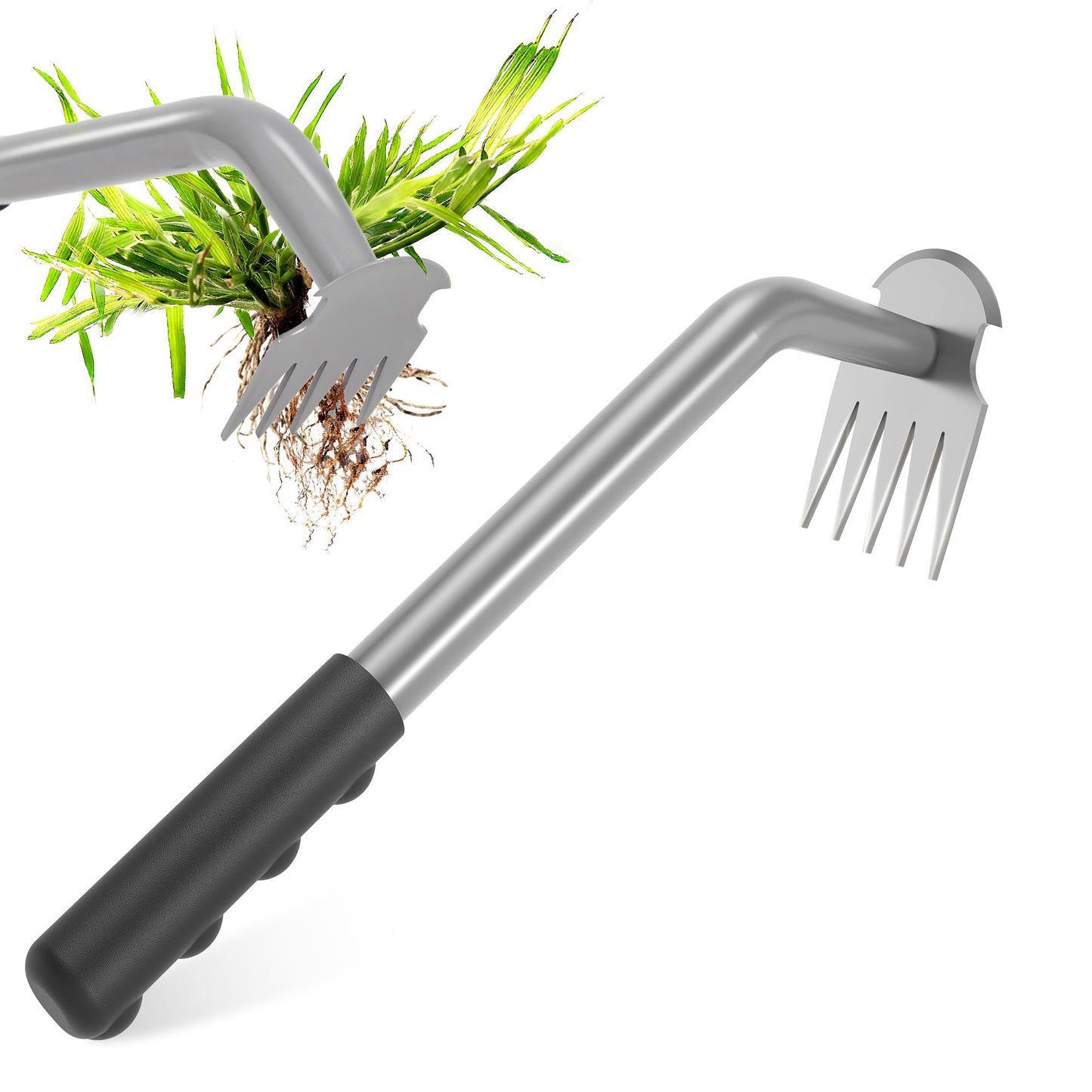 Walensee Weed Puller Tool, Portable Garden Weed Pulling Tool,Upgraded Durable Garden Weeder with 5-Tine Manganese Steel&Rubber Handle for Vegetable Gardening, Backyard Planting & Uprooting Weeding