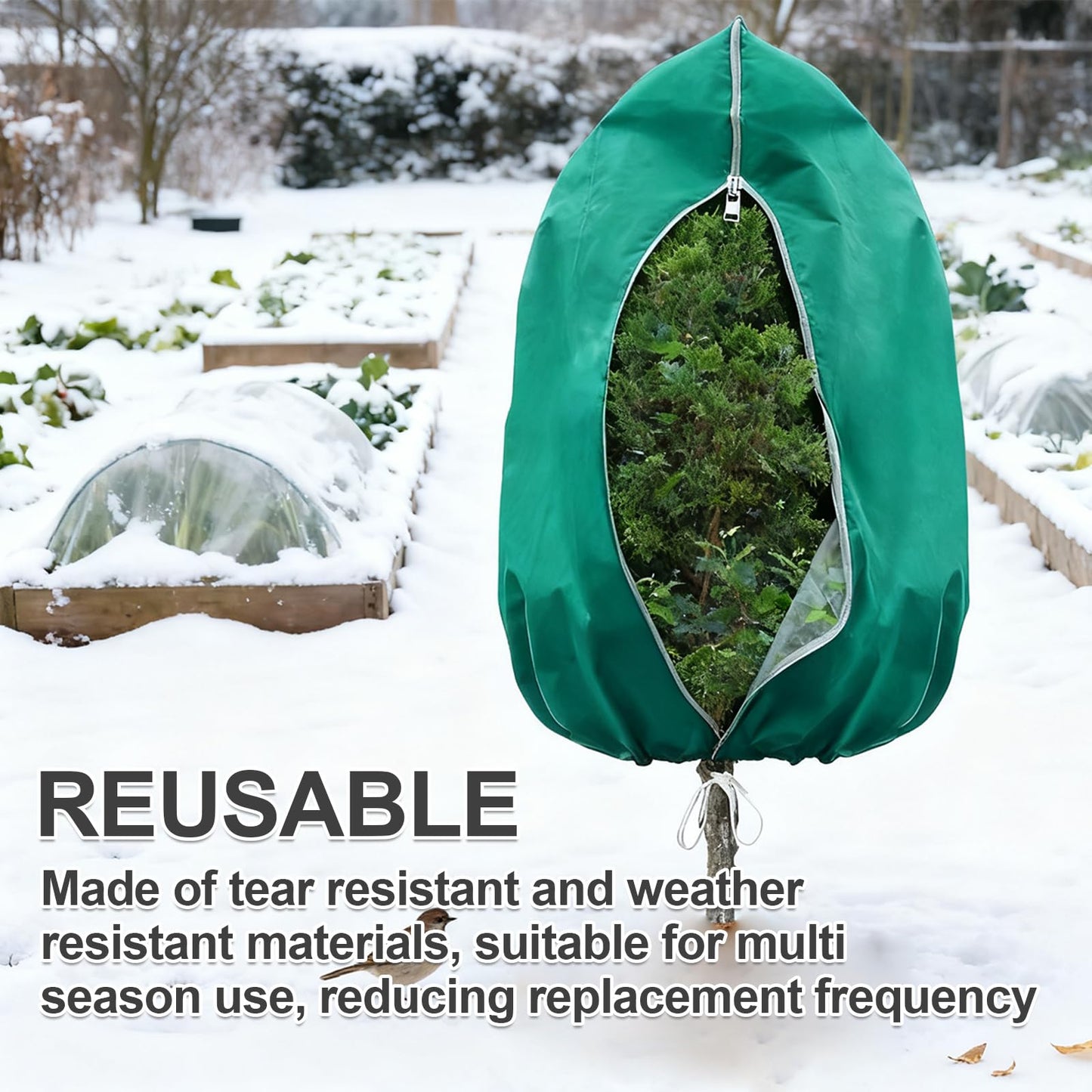 GMAPATS 2 PCS 47.2 x 70.8 Inches Plant Covers Freeze Protection, 2.2oz/yd² Frost Cloth for Outdoor Plants with Zipper/Drawstring, for Large Plant Frost Protection Outdoor Shrub Bush Fruit Tree Potte