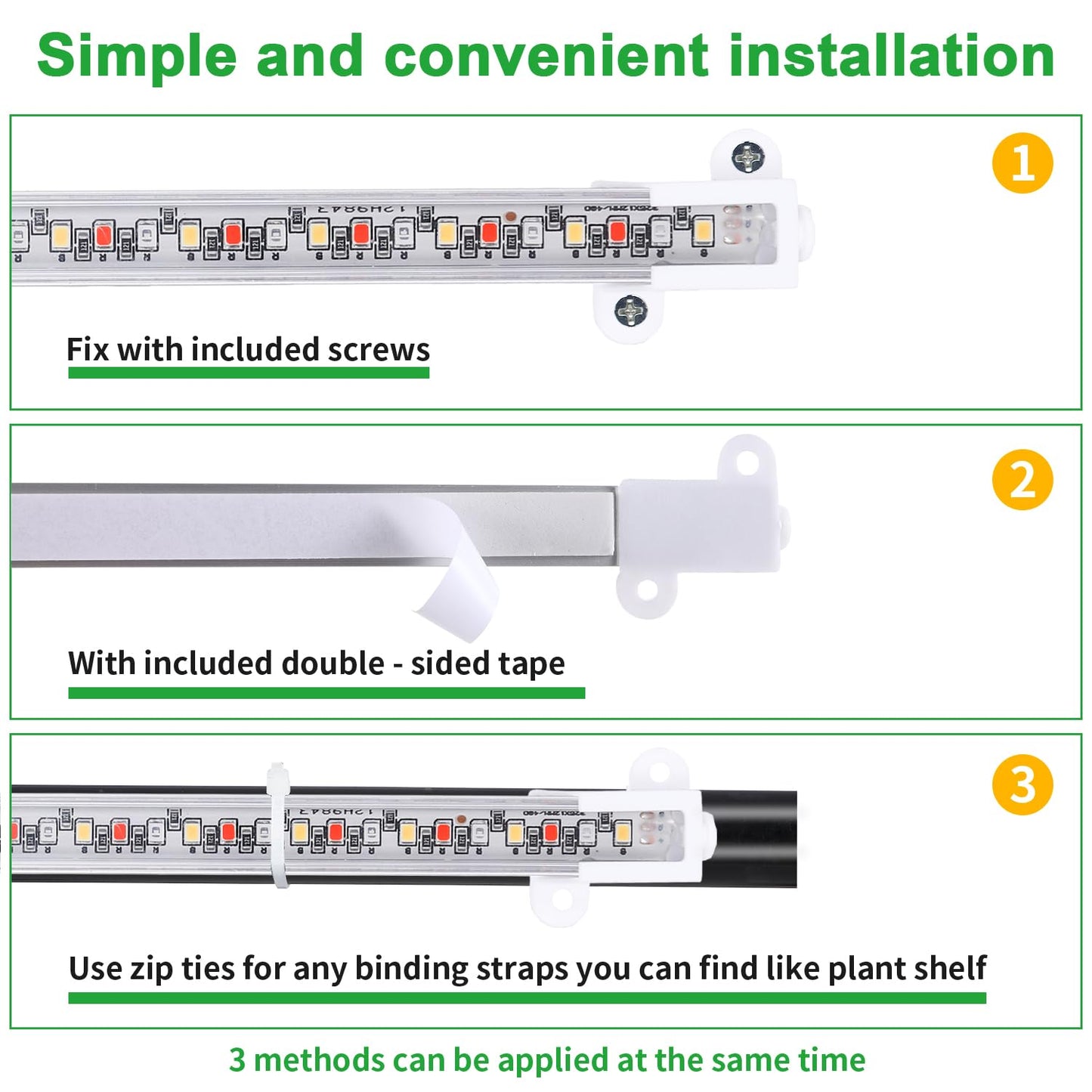7.8'' 3 Head LED Grow Light Strips, Grow Lamps for Indoor Plants Full Spectrum, Plant Light with 4/8/12H Timer, 10 Dimmable Levels for Seedling Succulent,Best Match for Plant Shelf