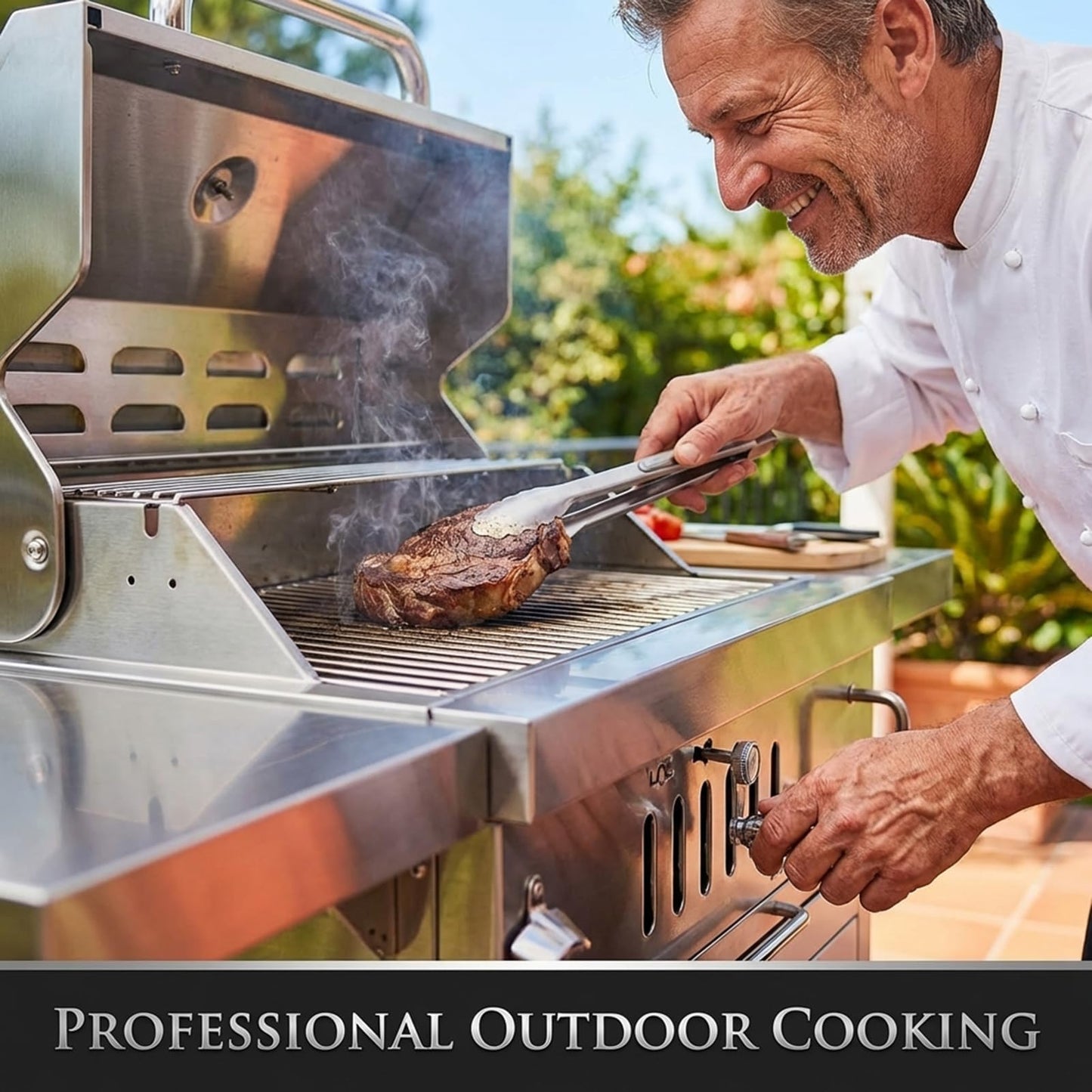 Large Charcoal BBQ Grills, Built in Barbecue Grill with Liftable Tray, Insulated Hood & Temp Gauge, Silver Stainless Steel BBQ Barrel Grill for Outdoor Kitchen Cooking Family Parties Patio Park Style