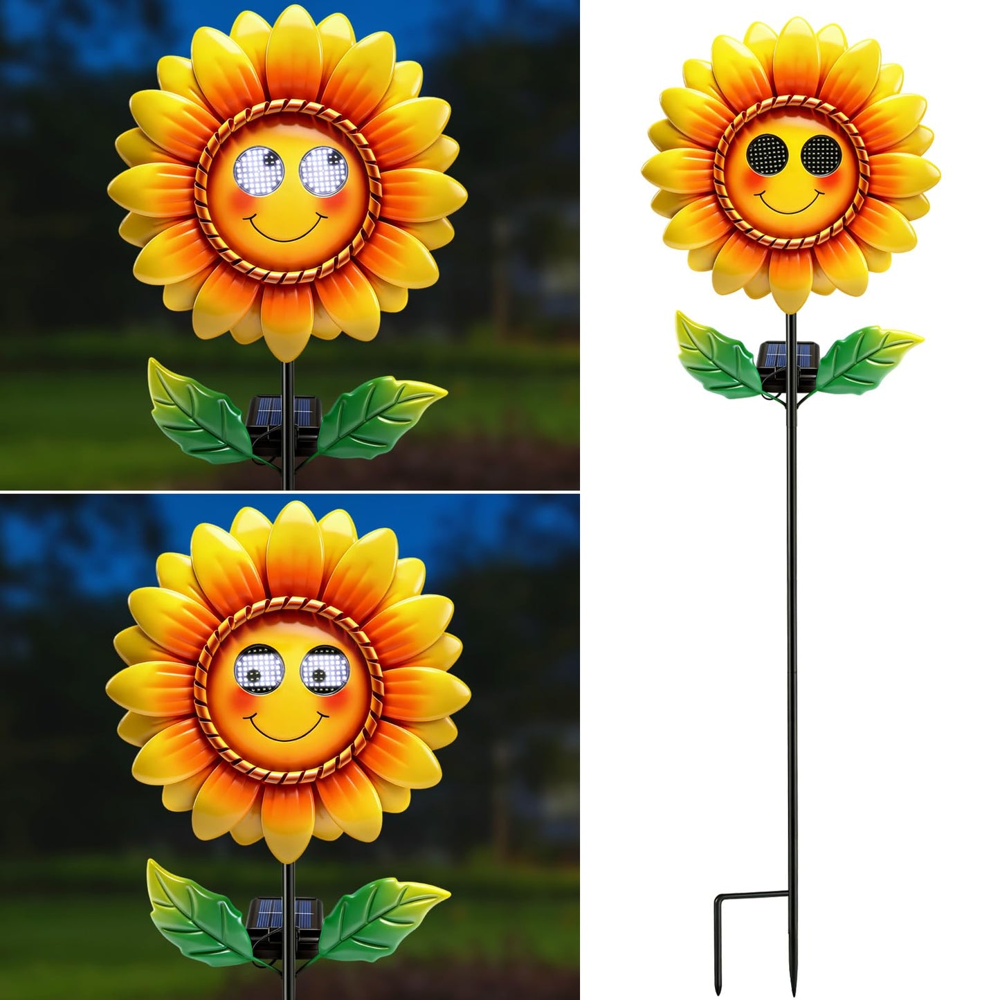 Solar Sunflower Garden Stake with Moving Eyes, Metal Flower Solar Garden Decor Outdoor, Mother's Day Garden Gift for Women Mom, Waterproof Animated Sunflower Yard Decoration for Lawn Patio Pathway