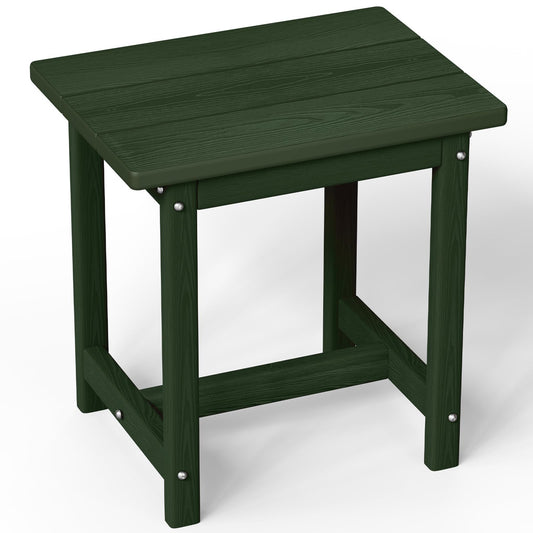 SUUNYN Outdoor Side Table, HDPE Small Outdoor Table, Adirondack Side Tables, Outside End Tables for Patio, Porch, Deck, Pool, Weather Resistant (Green)