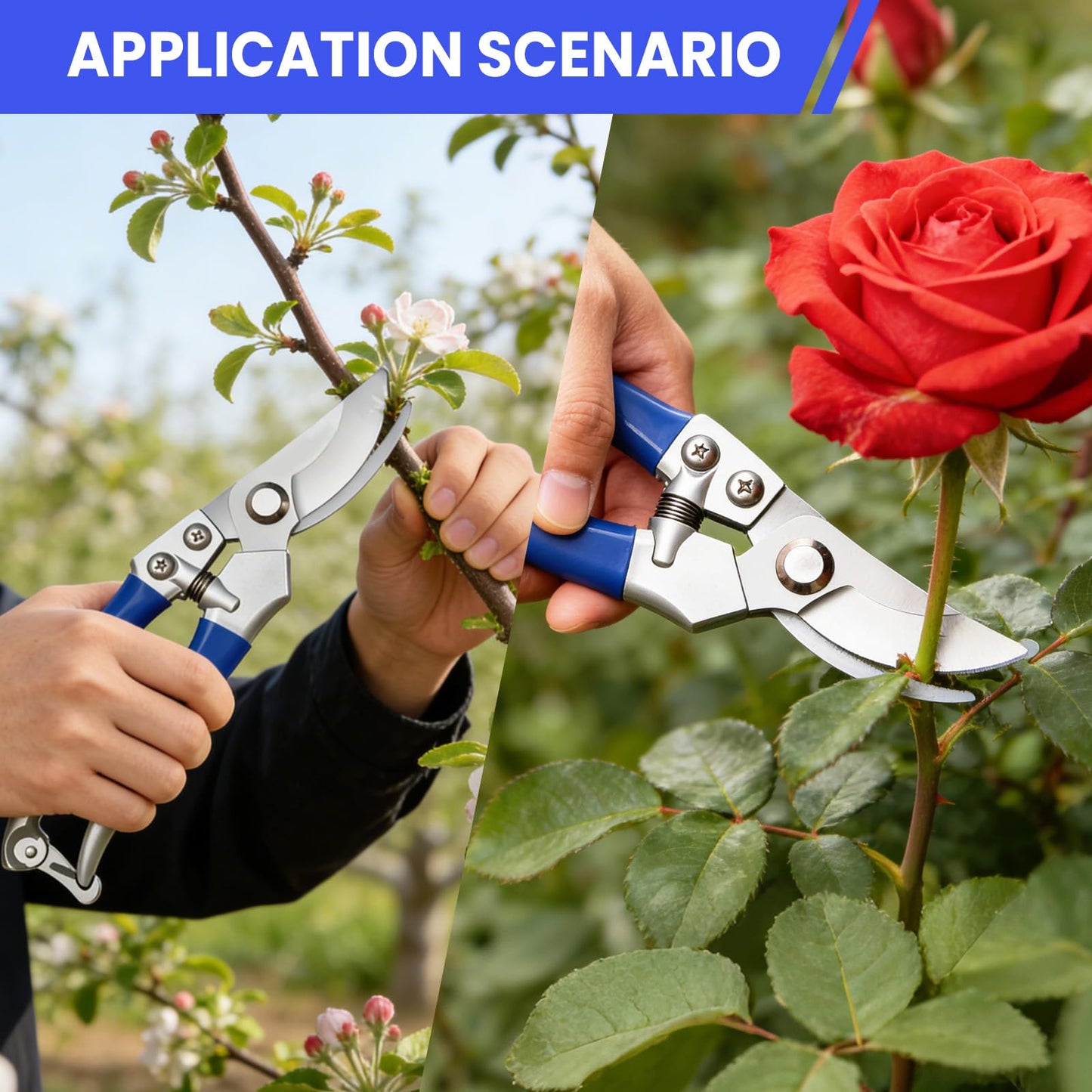 Garvee 2 Pack Pruning Shears for Gardening, Trimming Scissors Set Garden Shears Branch Cutter Garden Bypass Lopper and Tree Trimmer Tree Pruner Garden Shears for Gardening