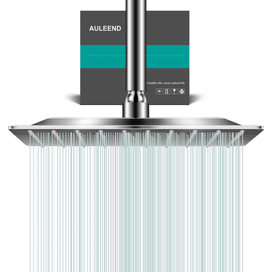 AULEEND Square Rain Shower Head, High Flow Stainless Steel,Work with any decorative style，All Metal Rainfall Shower Head (Brushed Nickel, 10)