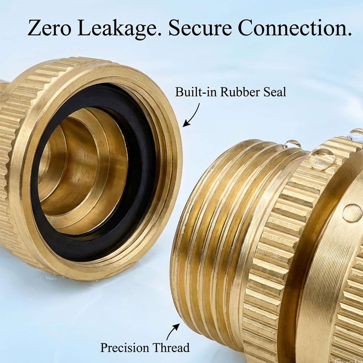 Yoniccal 3/4 Inch GHT Solid Brass Garden Hose Quick Connect Fittings, Water Hose Connectors with Leak-Proof Seal for Outdoor Gardening and Cleaning Use (4, Gold)