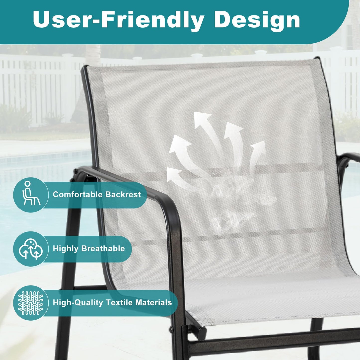 DUMOS 3 Piece Patio Furniture Set，Outdoor Patio Furniture Set with Table, Patio Sectional Bistro Sets for Lawn, Garden, Balcony, Poolside