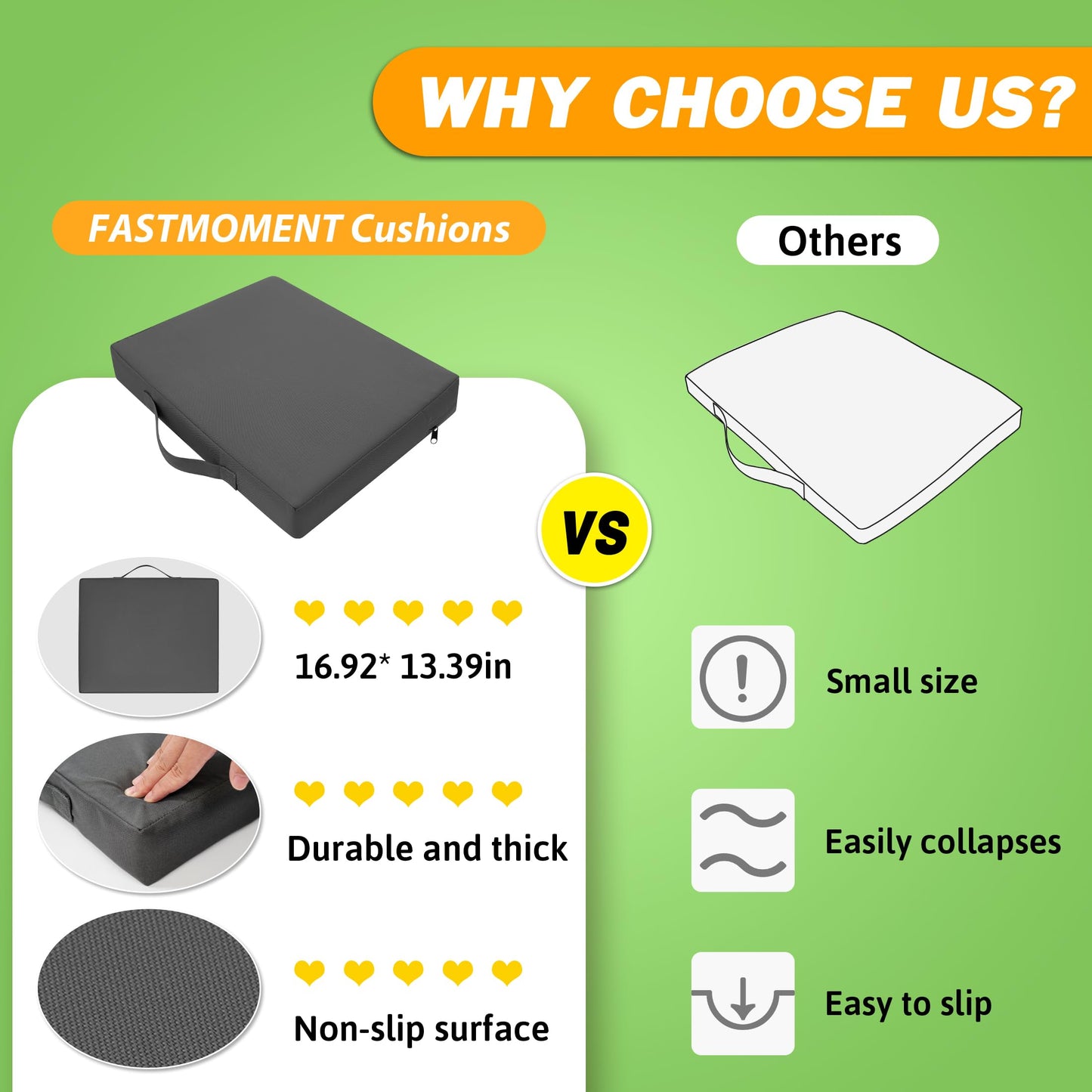 FASTMOMENT 2 Pcs Stadium Seat Cushions Water-Repellent Bleacher Seat Cushions Indoor & Outdoor Seat Cushion for Bleachers Portable Stadium Cushion for Sports Events, Chairs, Beaches