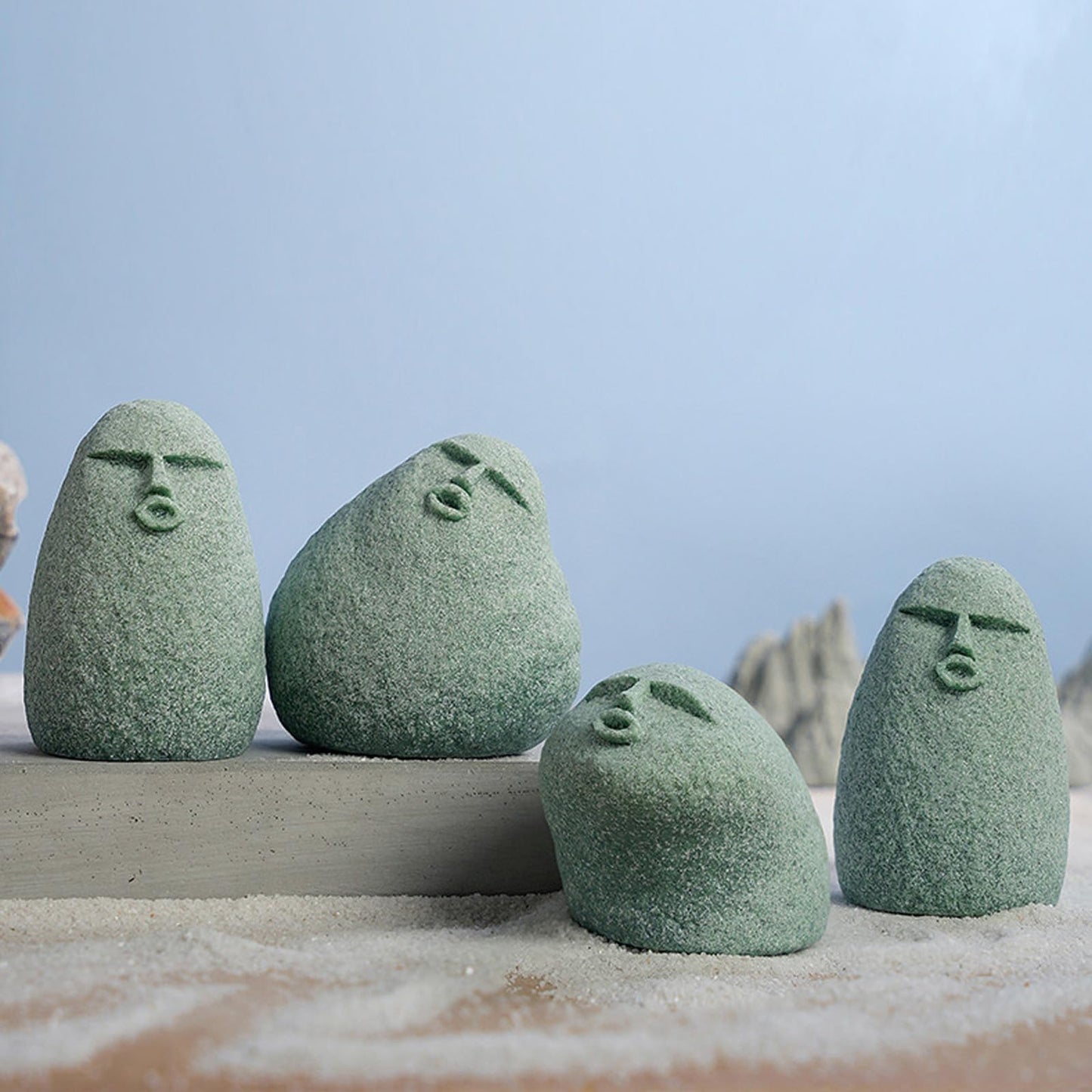 Daisylily Cute Stone Primitive Man Figurine: Funny Stoneman Statue for Outdoor Decor, Carving Face Garden Home Decoration Fish Tank Ornament - Stone Man C