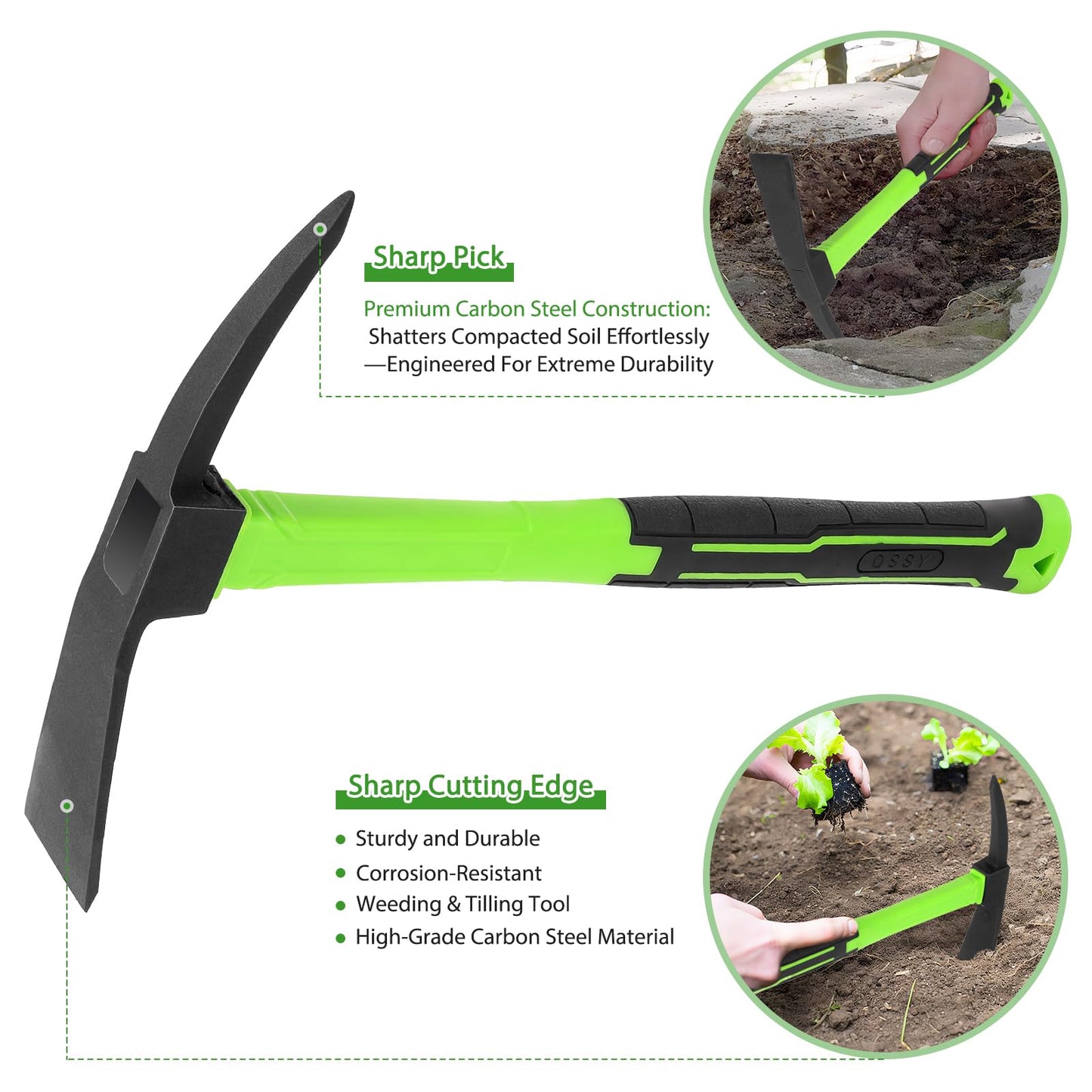 YoFeW 2pcs Garden Hoe Comfortable Handle Gardening Tools 2 in 1 Garden Tool Hoe for Outdoor Weeding Work