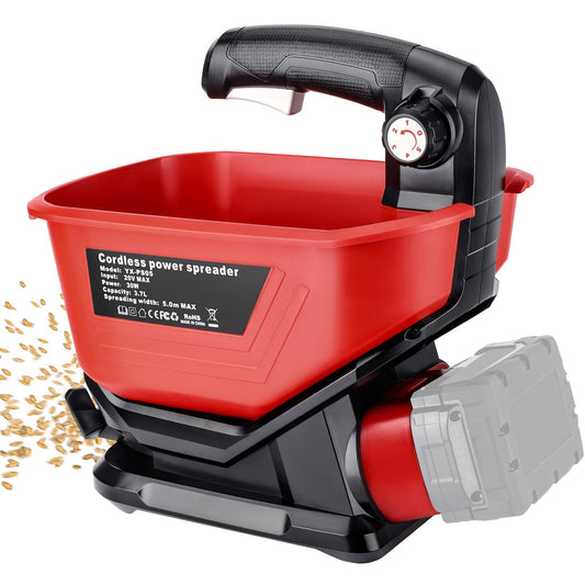 Philophca Salt Spreader Compatible with Milwaukee 18V Lithium Battery, Seed Spreader Handheld Fertilizer Spreader Power Spreader Available Year-Round, Grass Seeds, Rock Salt (Battery not Included)