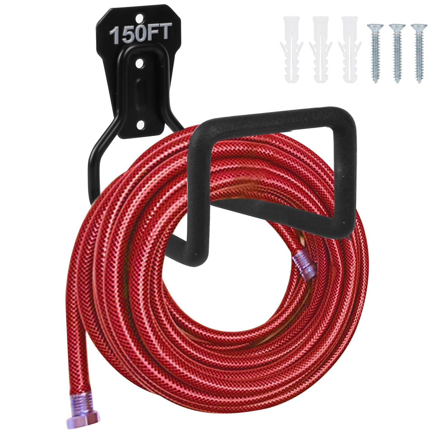 PeoMev Metal Garden Hose Holder - Heavy Duty Hose Hanger Wall Mounted Water Hose Holder for Outside Yard, Sturdy Hose Reel Hose Hooks for Water Hose, Extension Cords