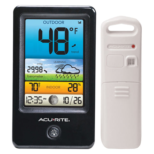 AcuRite 00509 Color Weather Station with Count Temperature/Humidity/Forecast,Black and White