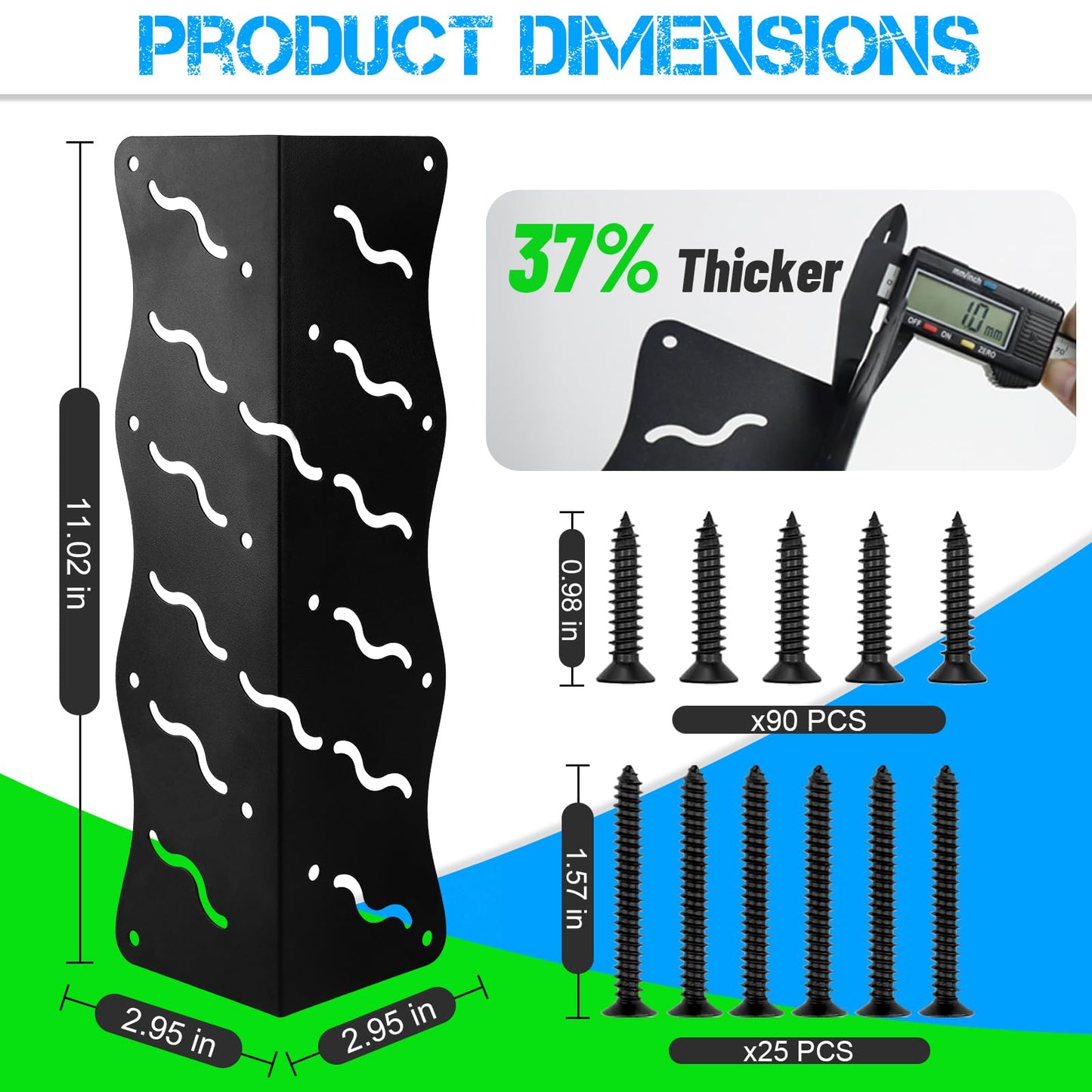 Set of 8 Raised Bed Edging Bracket,Corner Brackets with Wood Screws, Rust Resistant Metal Connectors 11" x 3" x 3" for 20"-24" Beds, Raised Bed Corners for Vegetable Planter Garden Matte Black