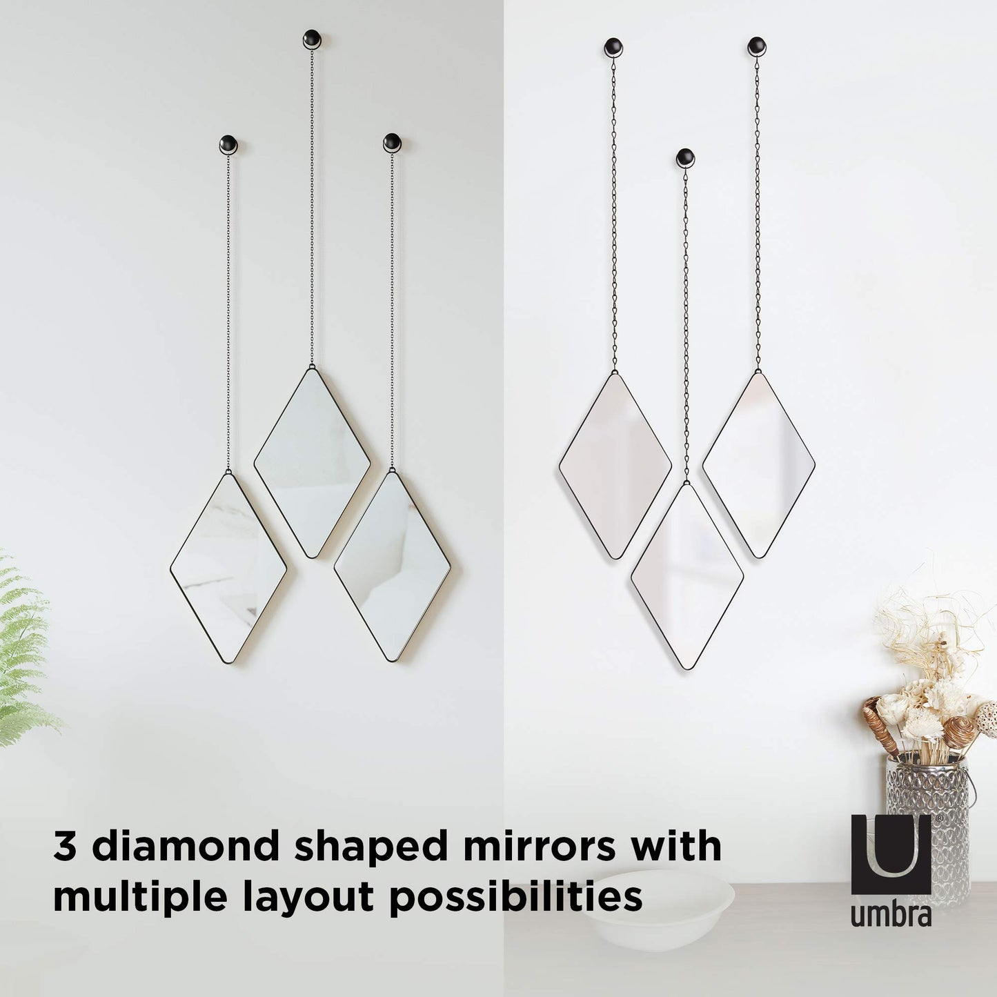 Umbra Dima Mirrors, Set of 3, Trio of Decorative Mirrors