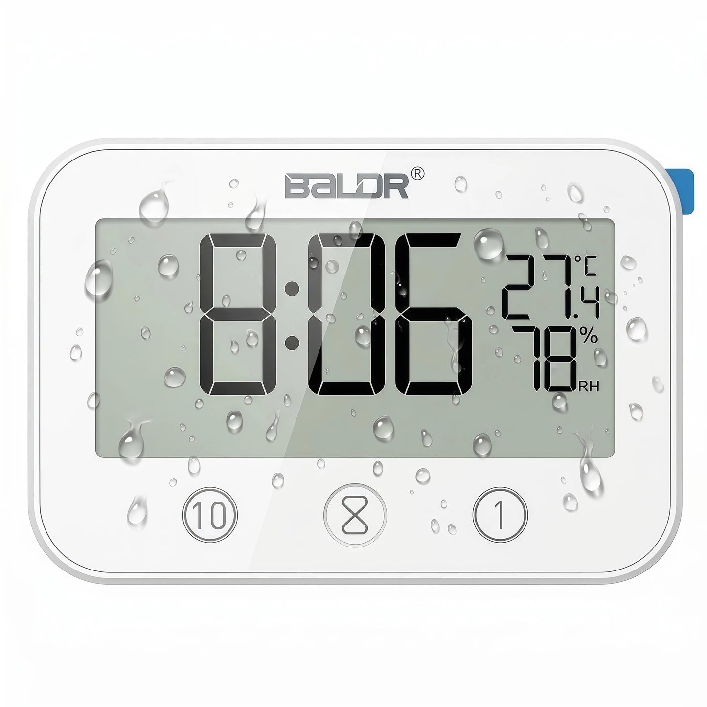 LXSZRPH Digital LCD Waterproof Timer Shower Clock, Waterproof for Water Spray, Bathroom Clock Wall Mount, Two Suction Cup, Displays Time, Temperature, and Indoor Relative Humidity (1, White)