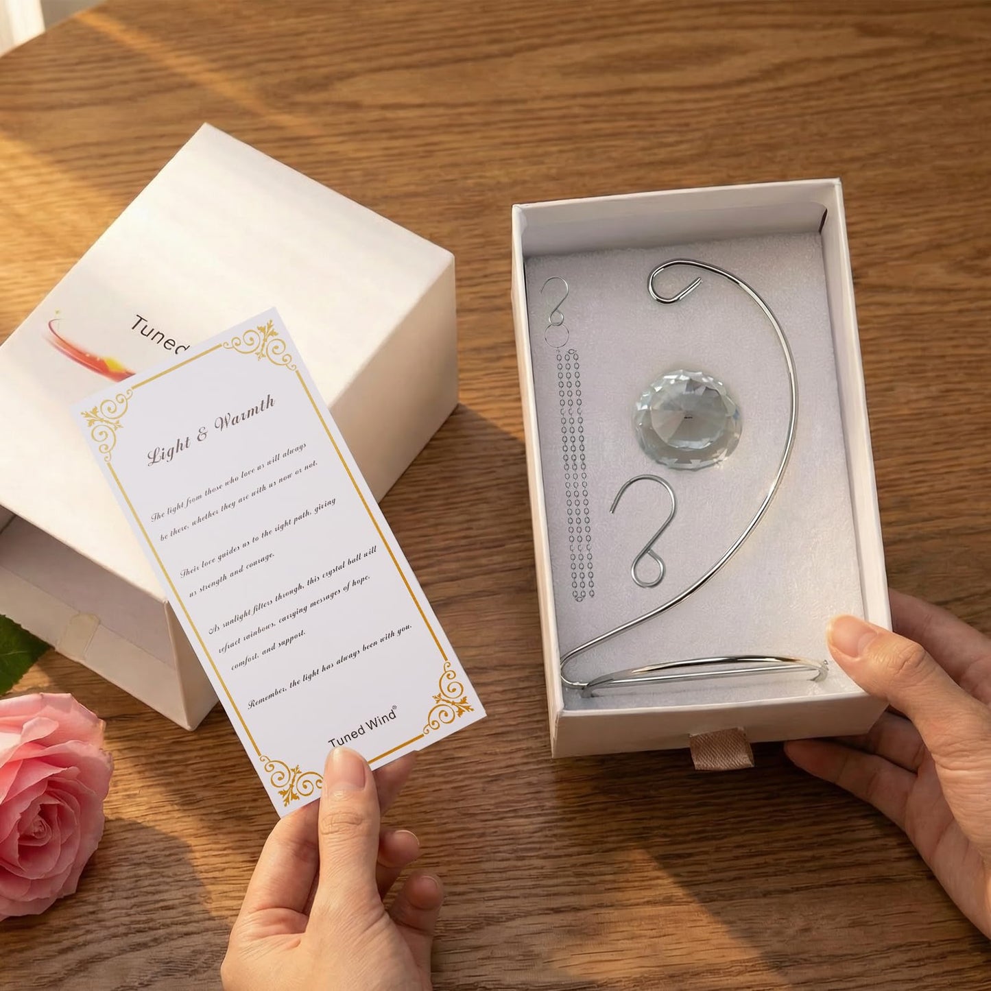 A Unique Sympathy Gift to Comfort & Heal: Tabletop or Hanging Rainbow Maker Memorial for Loss of Loved One, Mother, Father. A Thoughtful Miscarriage Gift with Stand & Chain for Window or Patio