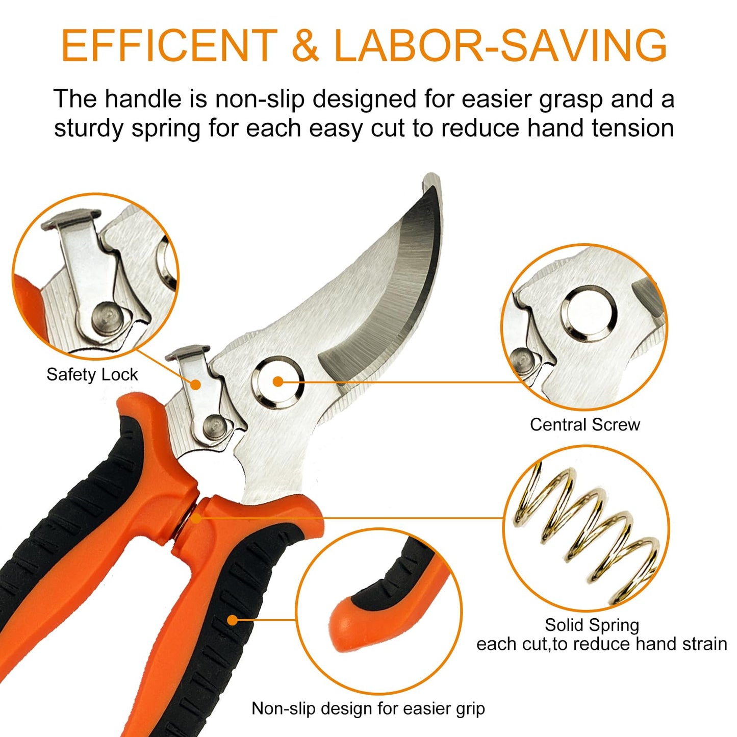Pruning Shears, 4 Pack Garden Shears with Gardening gloves, Clippers Handheld, Stainless Steel Garden Snips, Lengnoyp Pruners for Gardening