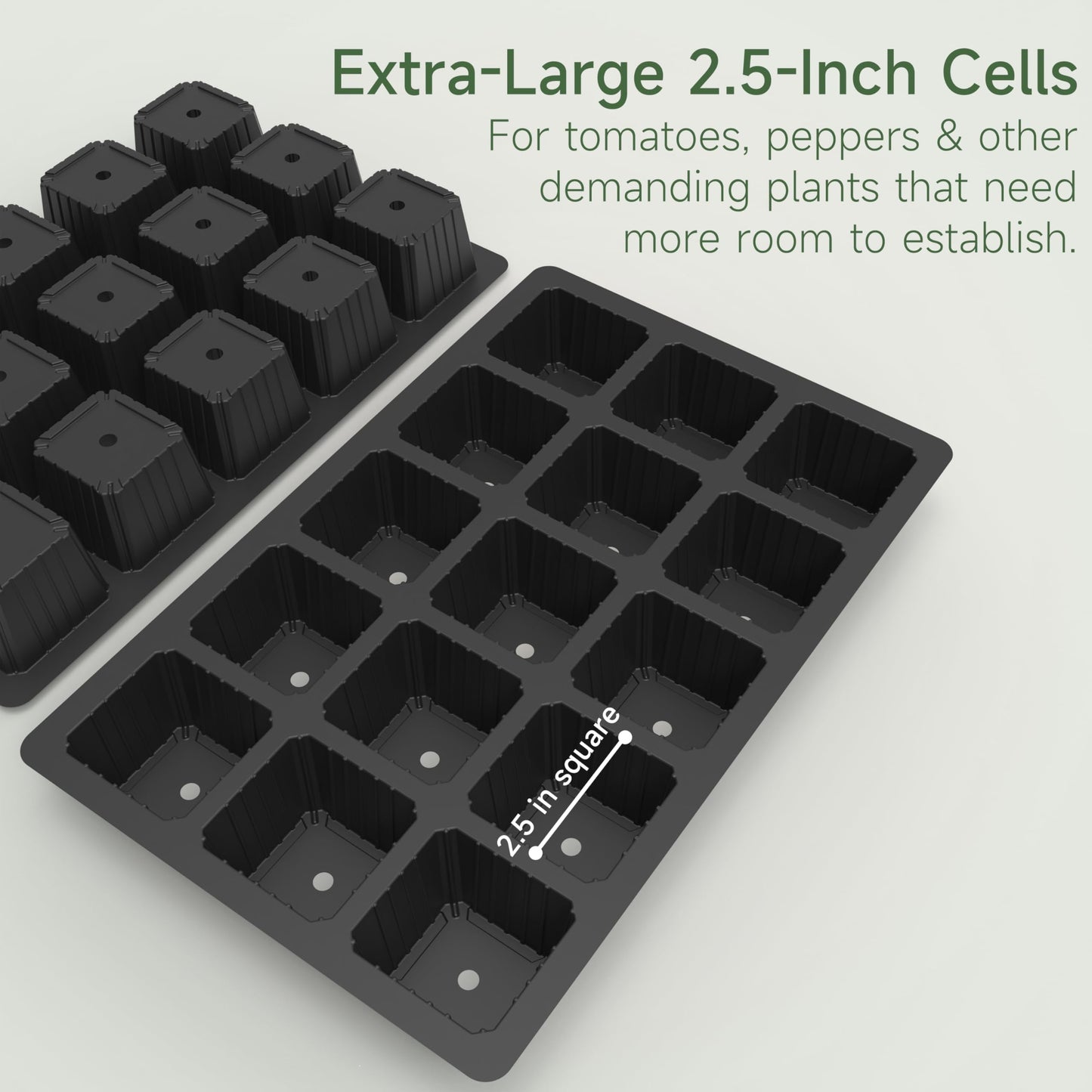 Gardzen 5-Pack Seed Starter Kits, Reusable Plant Germination Trays with Total 75-Cell, Seed Starter Tray with Humidity Vented Domes and Bases for Starting Vegetable Flower Herb Seeds 15" x 9"