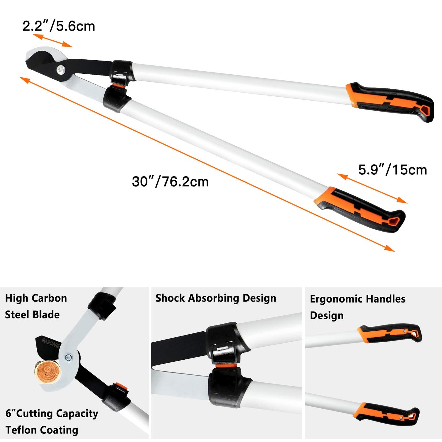GARCARE Hedge Clippers Pruning Shears 4 in 1 Set High Carbon Steel Folding Saw, Branch Cutter, Tree Pruner, Garden Scissors, Tree & Shrub Care Kit
