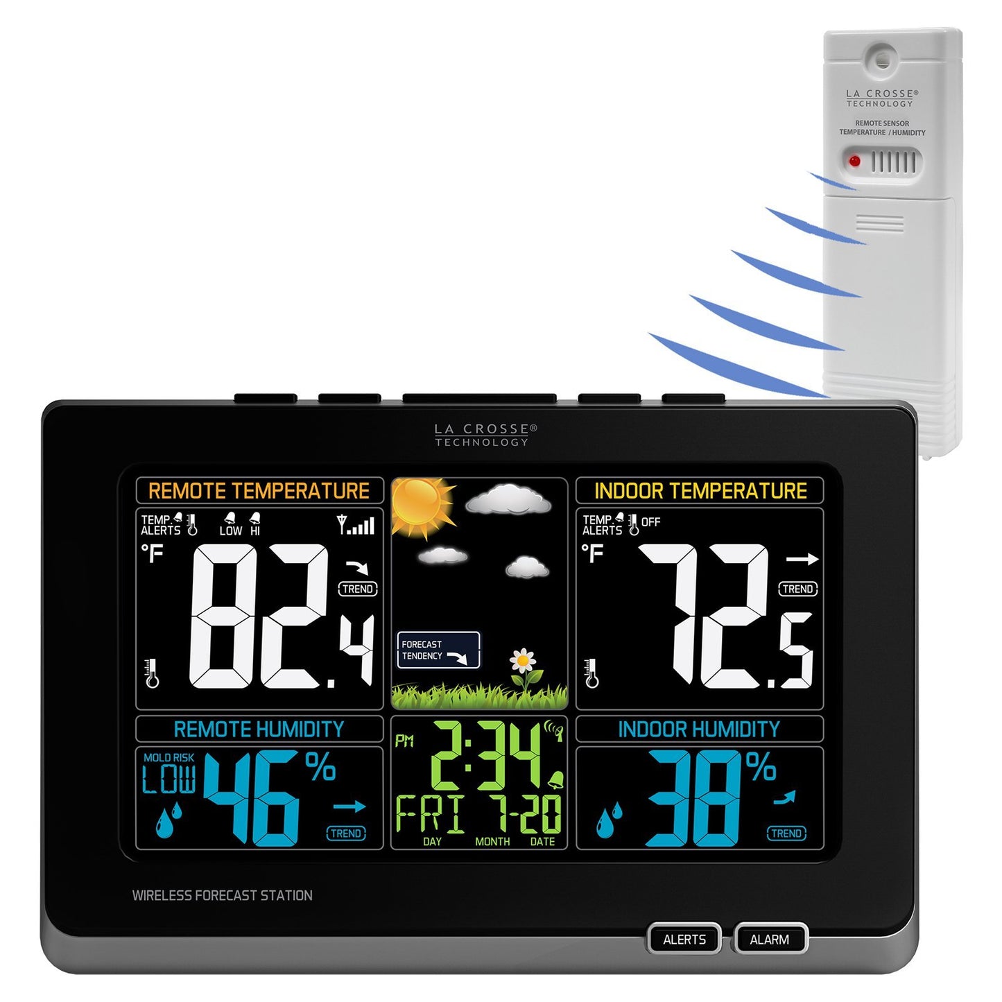 La Crosse Technology 308-1414MB-INT Wireless Color Weather Station with Mold Indicator, Black