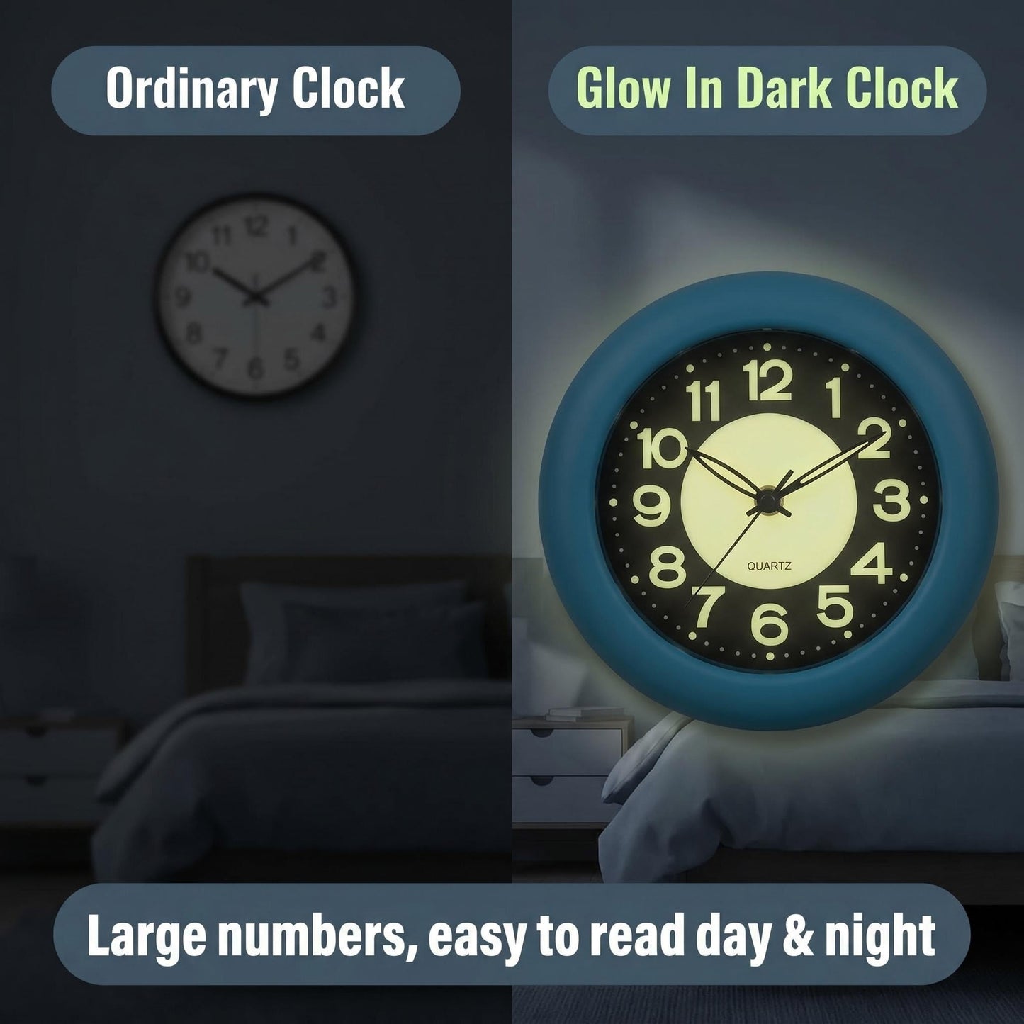 LXSZRPH Bathroom Clock Waterproof for Water Spray, Shower Clocks Analog, Large Screen, Non Ticking Silent, Luminous, Table Stand, Wall Mounted Clock for Home, Office, Pool, Spa, Restaurant (Blue)