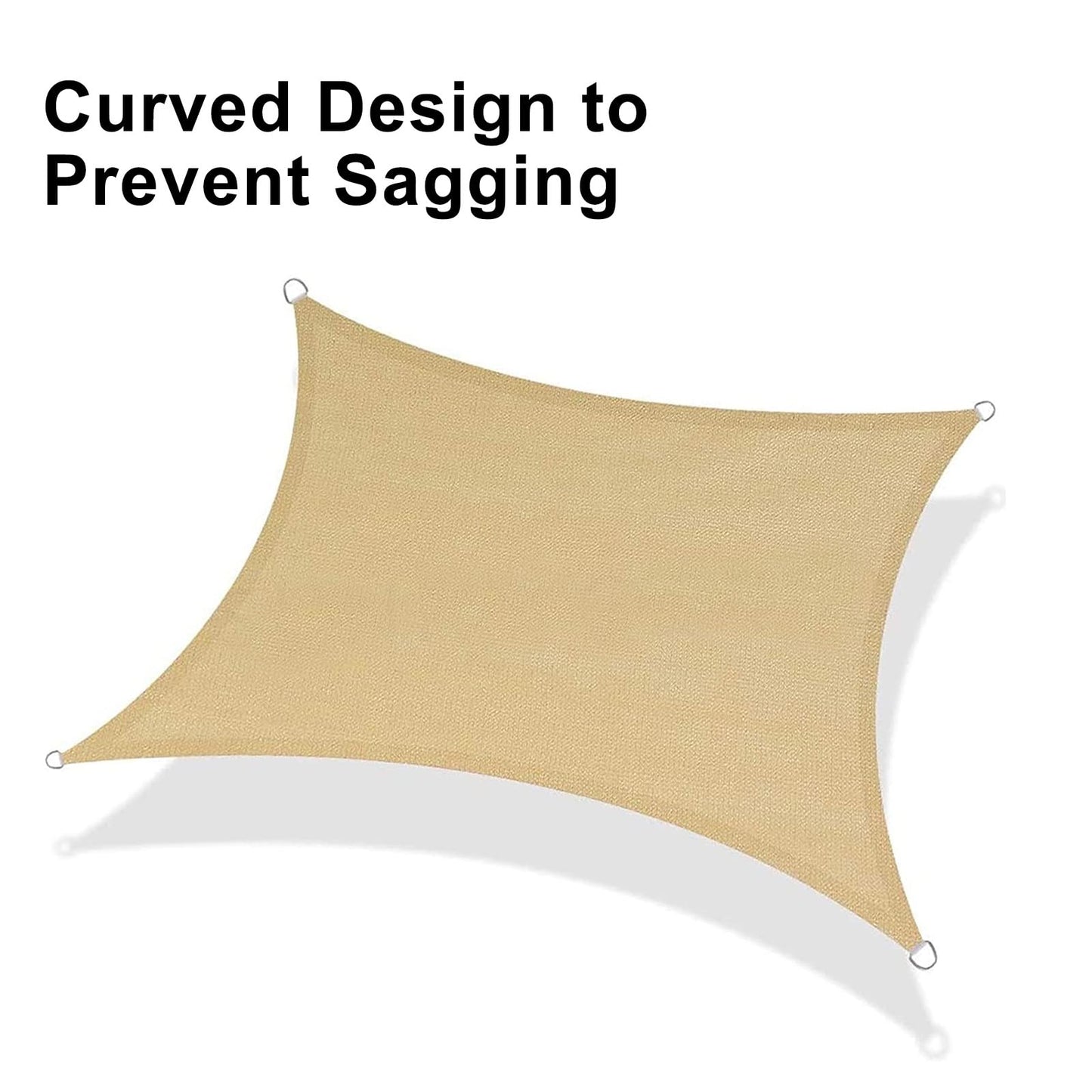 LOVE STORY 12' x 16' Rectangle Sun Shade Sail Canopy UV Block Sun Shade for Outdoor Patio Garden Backyard, Sand (We Make Custom Size)