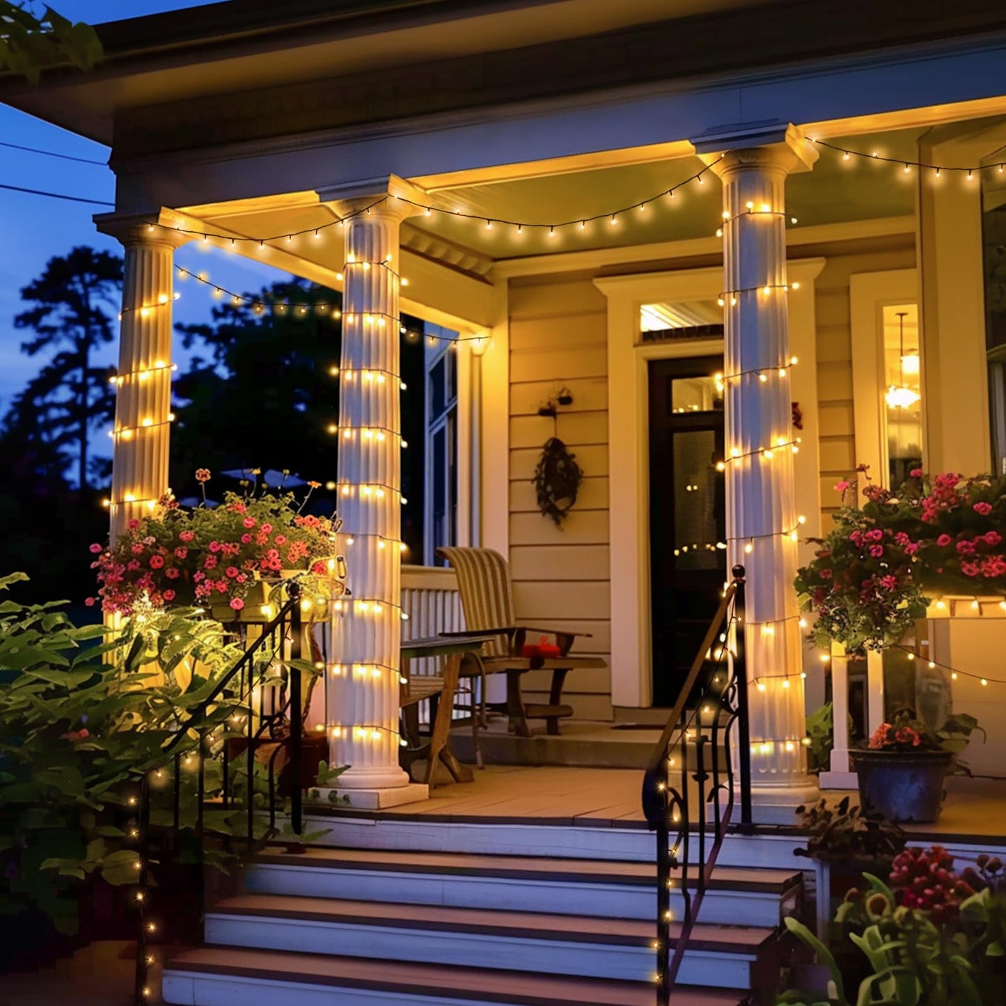 JMEXSUSS 2 Pack Solar String Lights Outdoor Waterproof, Total 400 LED 151FT Solar Christmas Lights Outdoor, 8 Modes Solar Powered String Lights for Outside Patio Yard Tree Decorations, Warm White