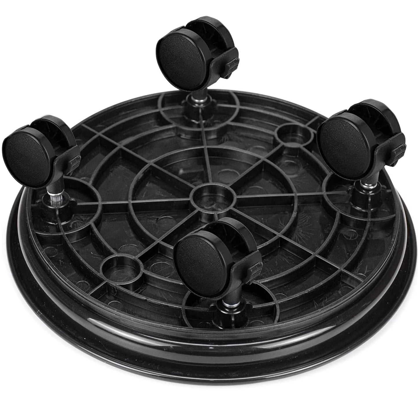 Fasmov 3 Pcs Plant Pallet Caddy Plant Stand Round Flower Pot Mover, Plant Pot Pallet Dolly Caster with Universal Wheels (Black)
