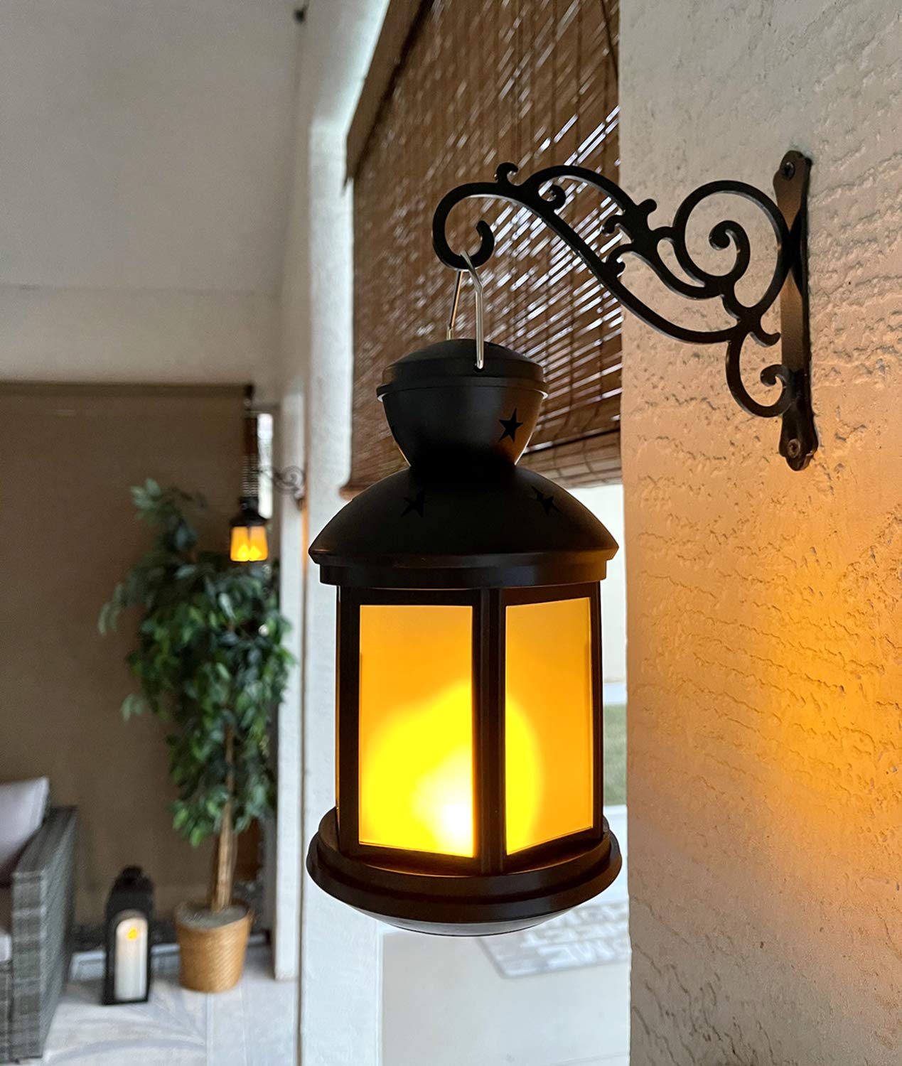 HongKim 2 Pieces 6-Inch Outdoor Indoor Small Decorative Iron Wall Hooks for Hanging Lanterns Solar Lights Hummingbird Feeders Wind Chimes Hangers, Black