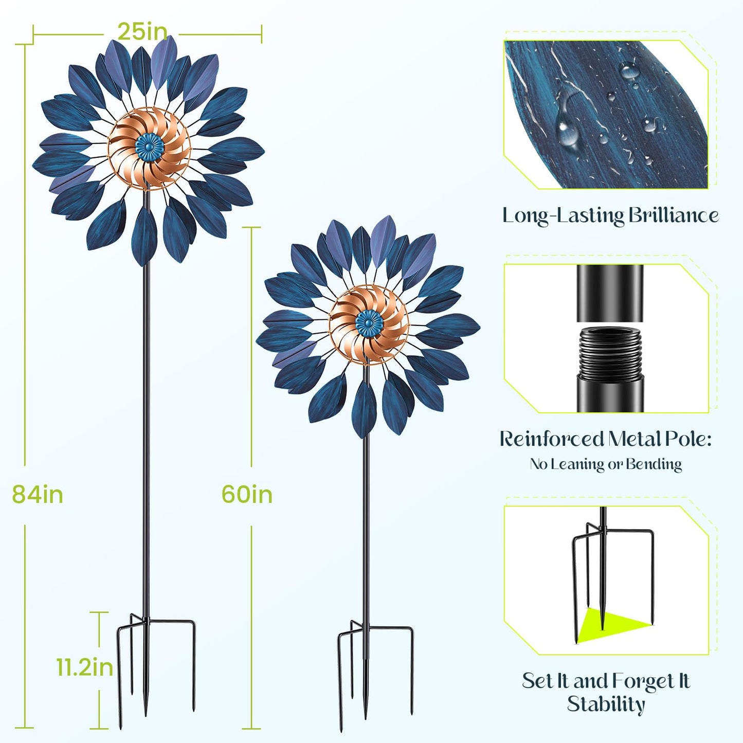 Homdox 84 Inch Kinetic Wind Spinner for Yard and Garden, Large Metal Wind Sculpture Outside Patio Decor 360 Degree Rotation with Adjustable Height, Housewarming Gift for Backyard Landscape Lawn Art