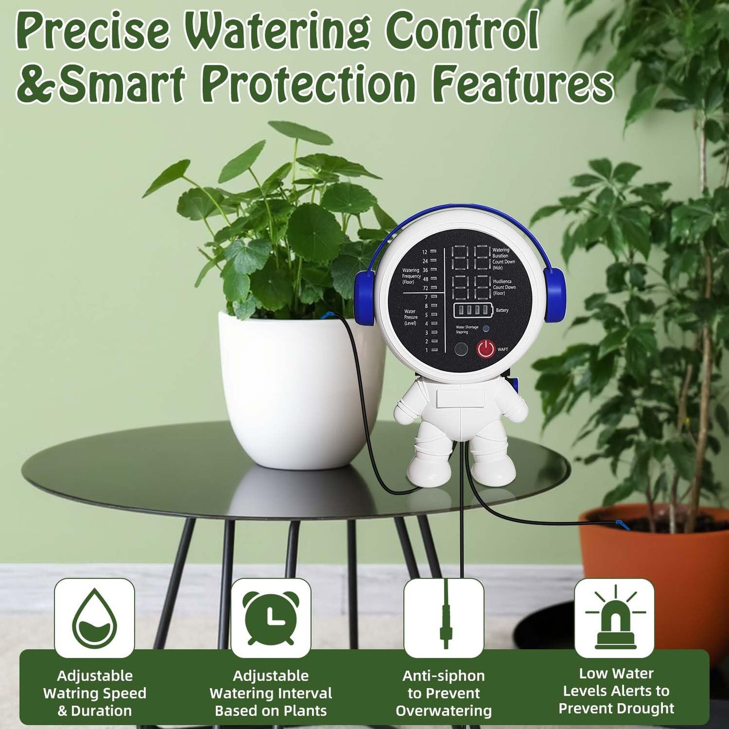 BEMTTALY Solar Drip Irrigation System for Garden/Outdoor/Indoor, Garden Solar Automatic Watering System for 15 Potted Plants, Vacation Automatic Plant Waterer Outdoor with 2500mAh Battery, 50Ft Tube