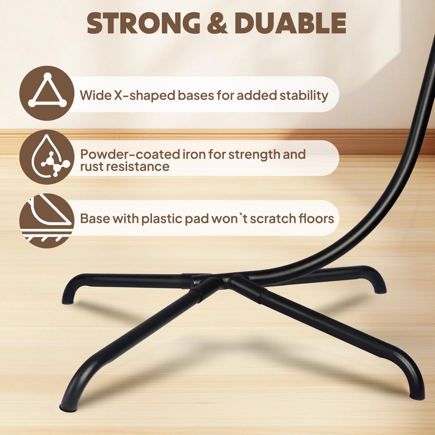 Chihee Egg Chair with Ultra Strong Stand and Cushion Foldable Wicker Rattan Hanging Chair Indoor Outdoor Patio Lounging Chair 330 lbs Capacity Balcony Porch Bedroom Garden