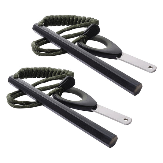 Flint and Steel Fire Starter Kit, 6-inch x 1/2-inch Ferro Rod with Paracord Lanyard Handle and New Striker, Thick Fire Steel up to 20,000 Strikes, Emergency Survival Tool for Hiking and Camping (2)