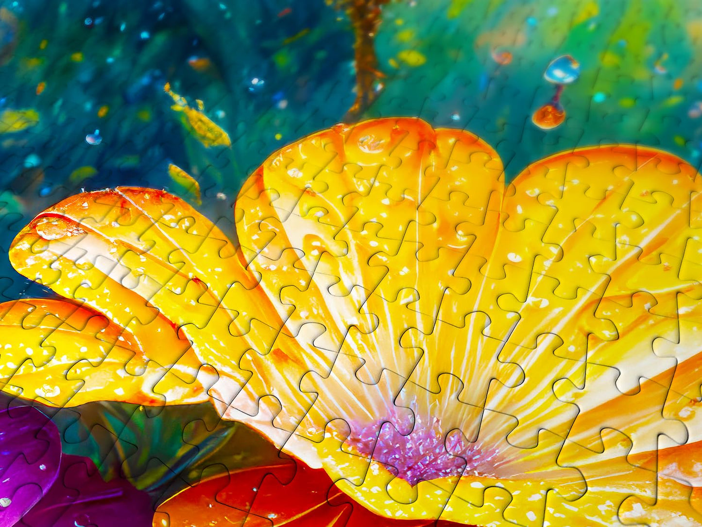 1000 Piece Jigsaw Puzzle for Adults - Colorful Flowers in the Rain Garden, Matte Anti-Glare, Unique-Shape Pieces, Sturdy 2mm Board, Frame-Worthy 27x19 in Gift for Women | Enjoy Complete-Set Guarantee