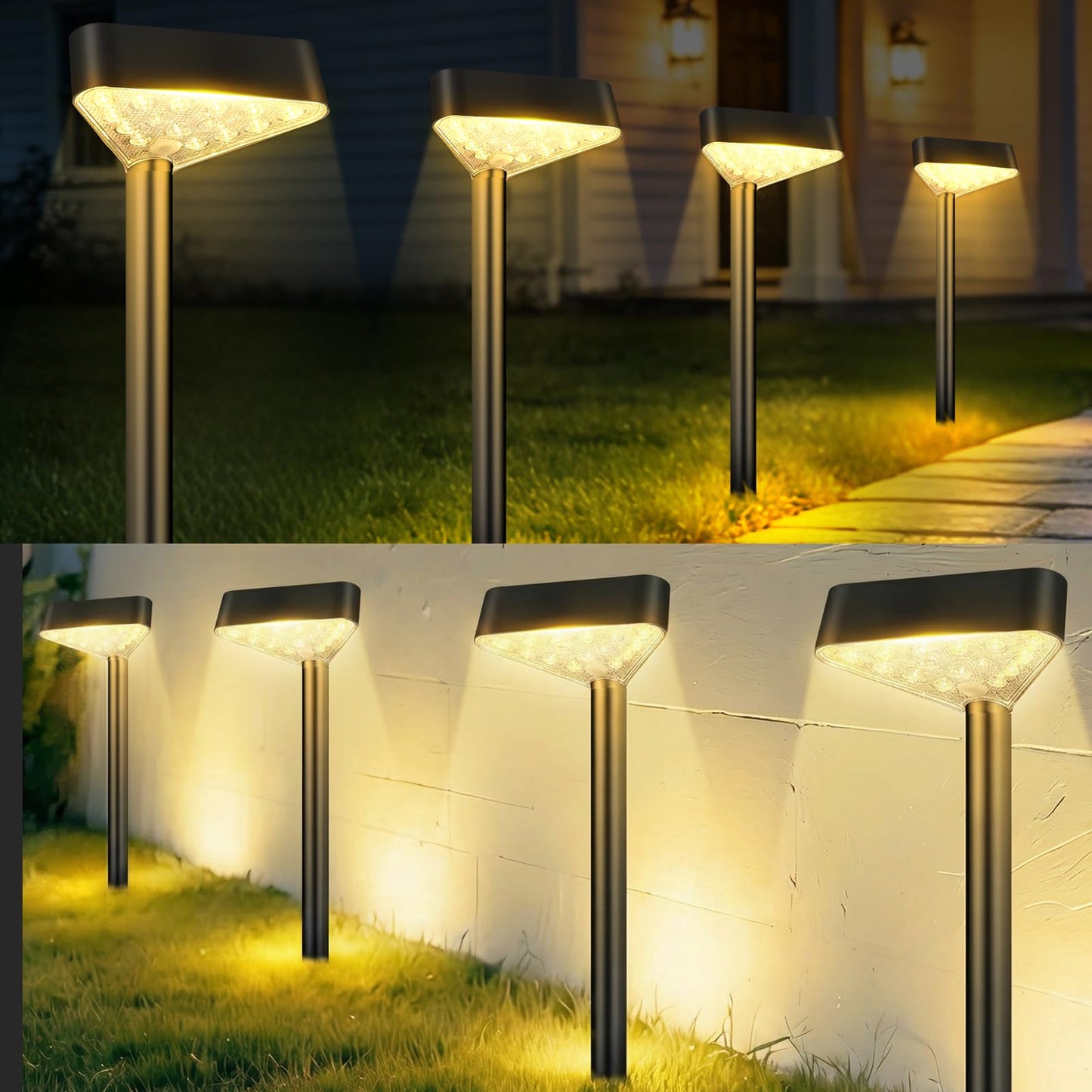 Fashlits 8 Pack Solar Pathway Lights Outdoor, Bright LED Solar Landscape Lights, Waterproof Solar Garden Lights for Yard, Patio, Walkway, Lawn, Driveway(Warm White, 8 Pack)