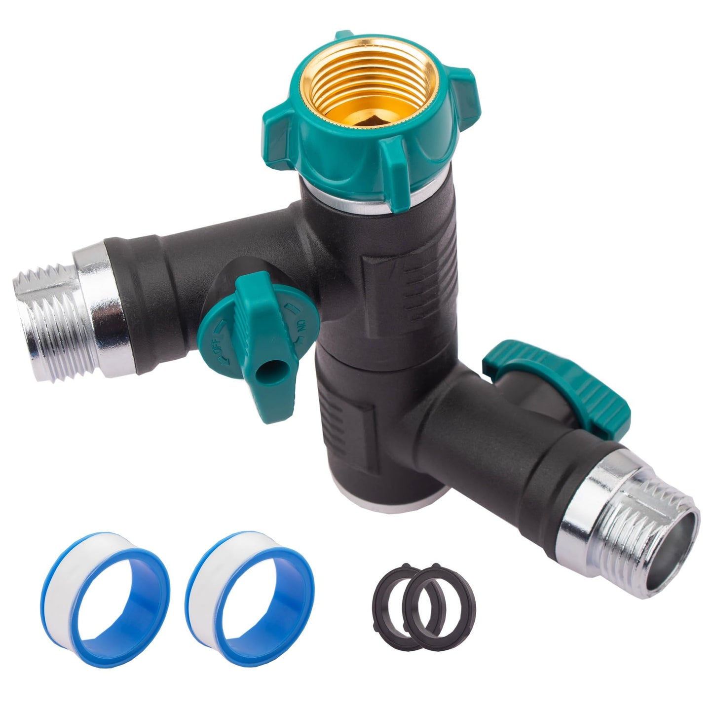 Hose Splitter, 2 Way splitter Rotary Heavy Duty, Hose Connector Rotated 360 Seperately,Garden Hose Splitter,Faucet Splitter,Outdoor Faucet Splitter,High Quilty Metal+Chrome Adapter.