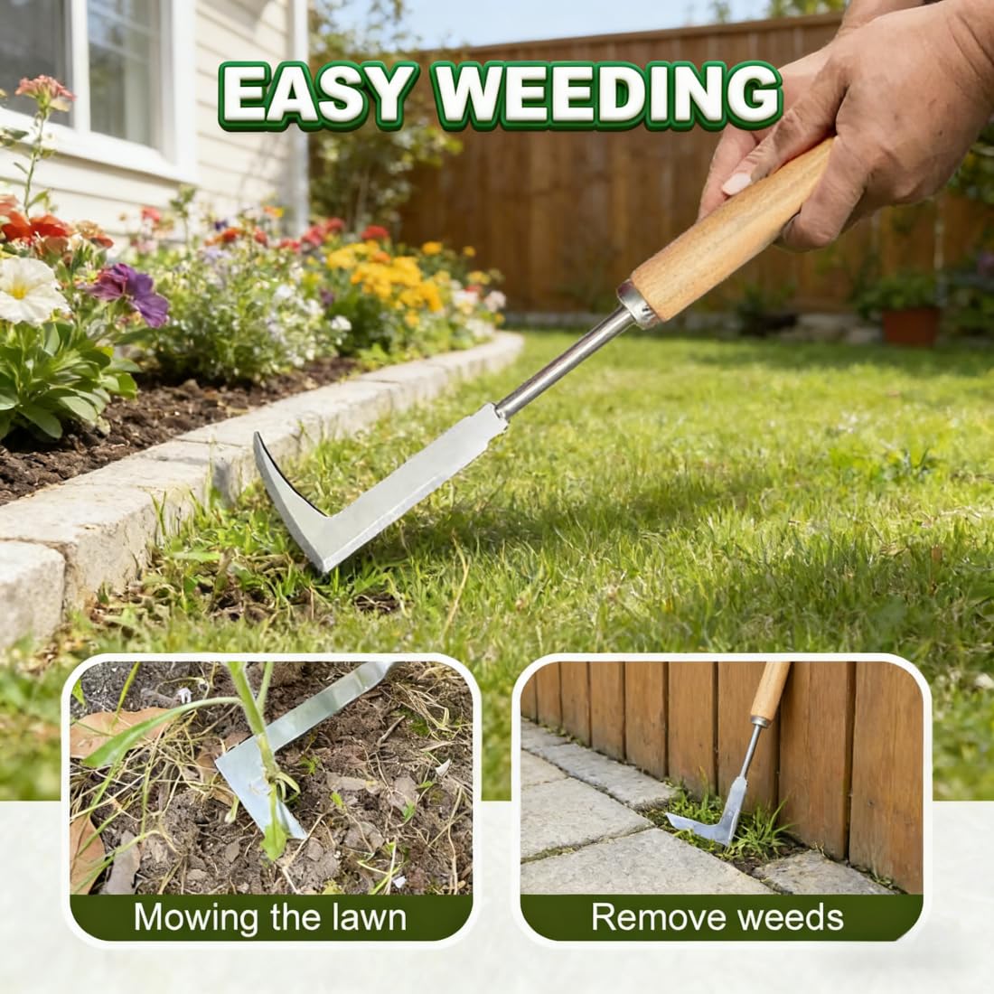 L-Shaped Stainless Steel Crevice Weeding Tool, 2026 New Sidewalk Weed Remover Tool, Ergonomic Beech Handle, for Garden Lawn Yard Patio Terrace Paving Moss Garden Tool (#A)