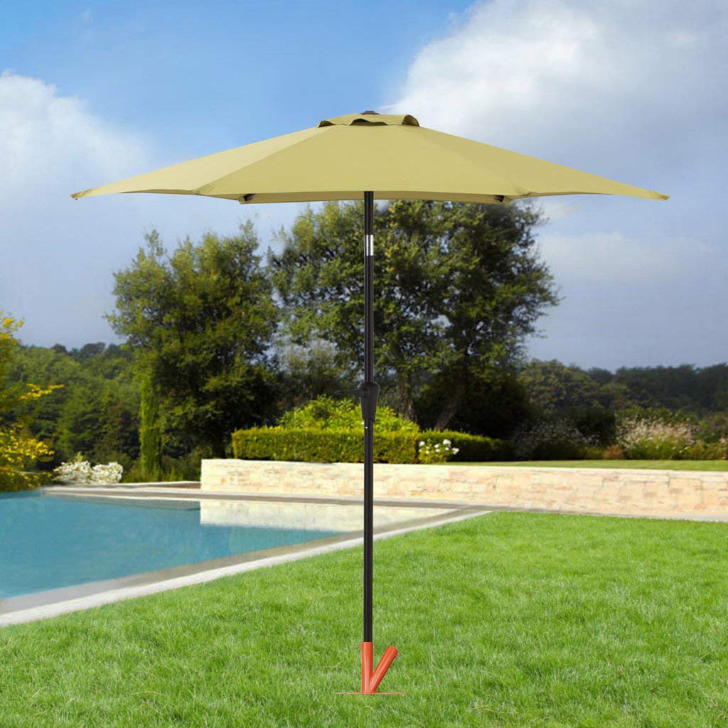 Steel Parasol Holder with 2 Positions for Park, Patio, Beach