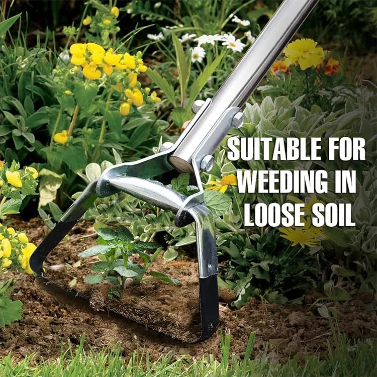 MLHpeak Hoe Garden Tool, Scuffle Garden Hoe with Long Handle, Adjustable Hula Hoe for Easy Weeding (45 Inch)