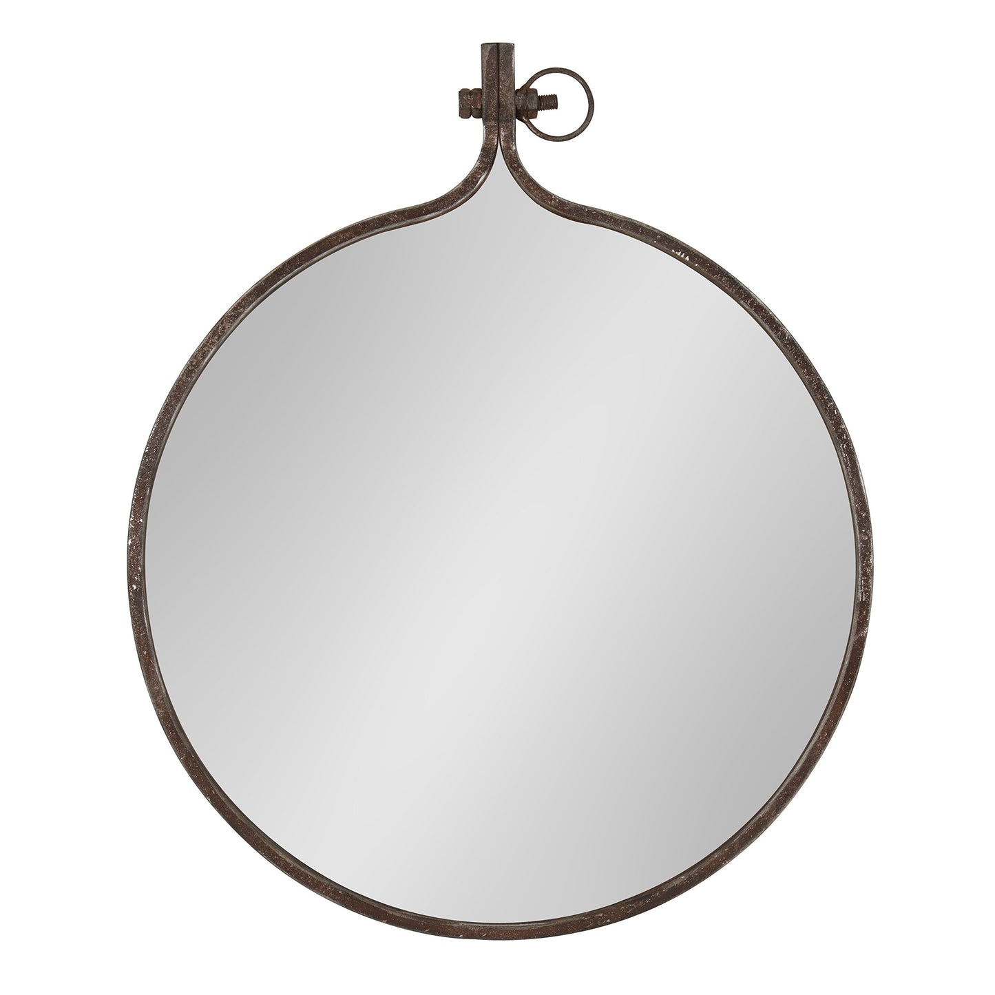 Kate and Laurel Yitro Round Industrial Rustic Metal Framed Wall Mirror, 23.5x28.5, Rustic Metal, Chic Industrial Accent Mirror for Wall